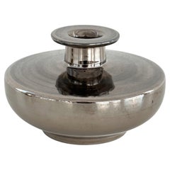 Vase en céramique italien du milieu du siècle A Silver Chrome Métallique par Aldo Londi pour Bitossi