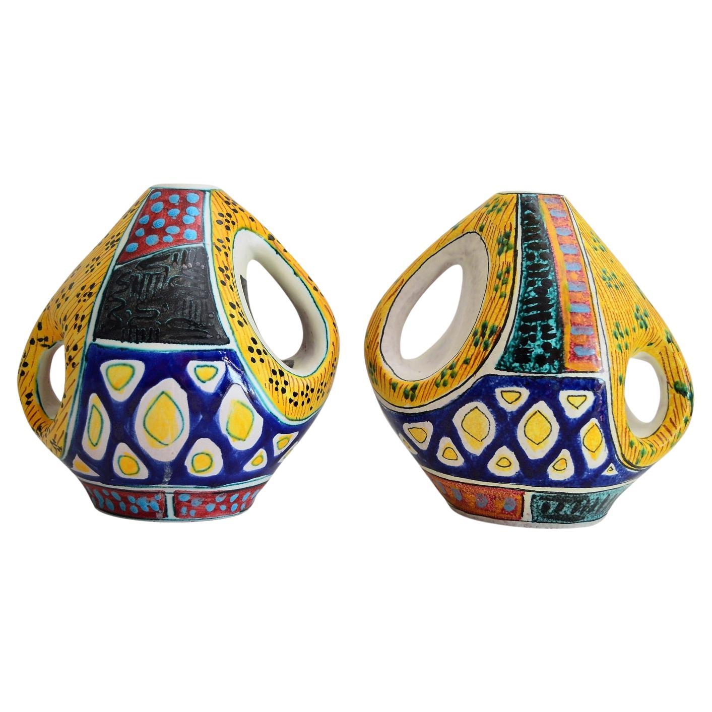 Vases en céramique italiens du milieu du siècle dernier de Valceresio, années 1950, ensemble de 2 en vente