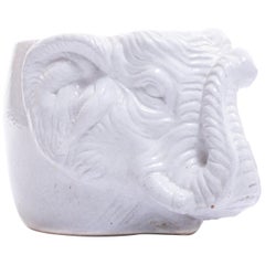 Used Italian Midcentury Ceramic White Elephant Planter