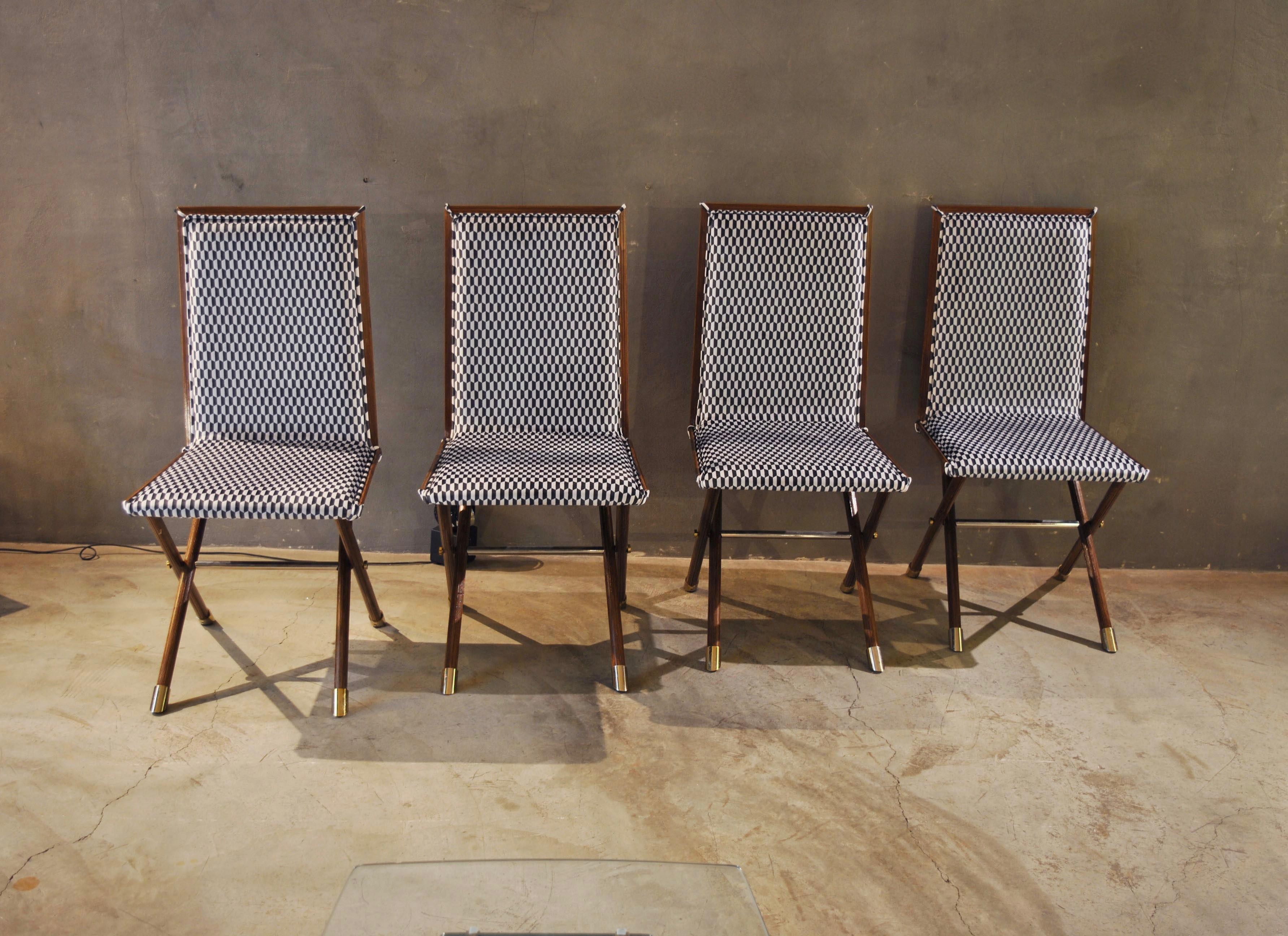Italian Midcentury Chairs with Brass Fittings 6