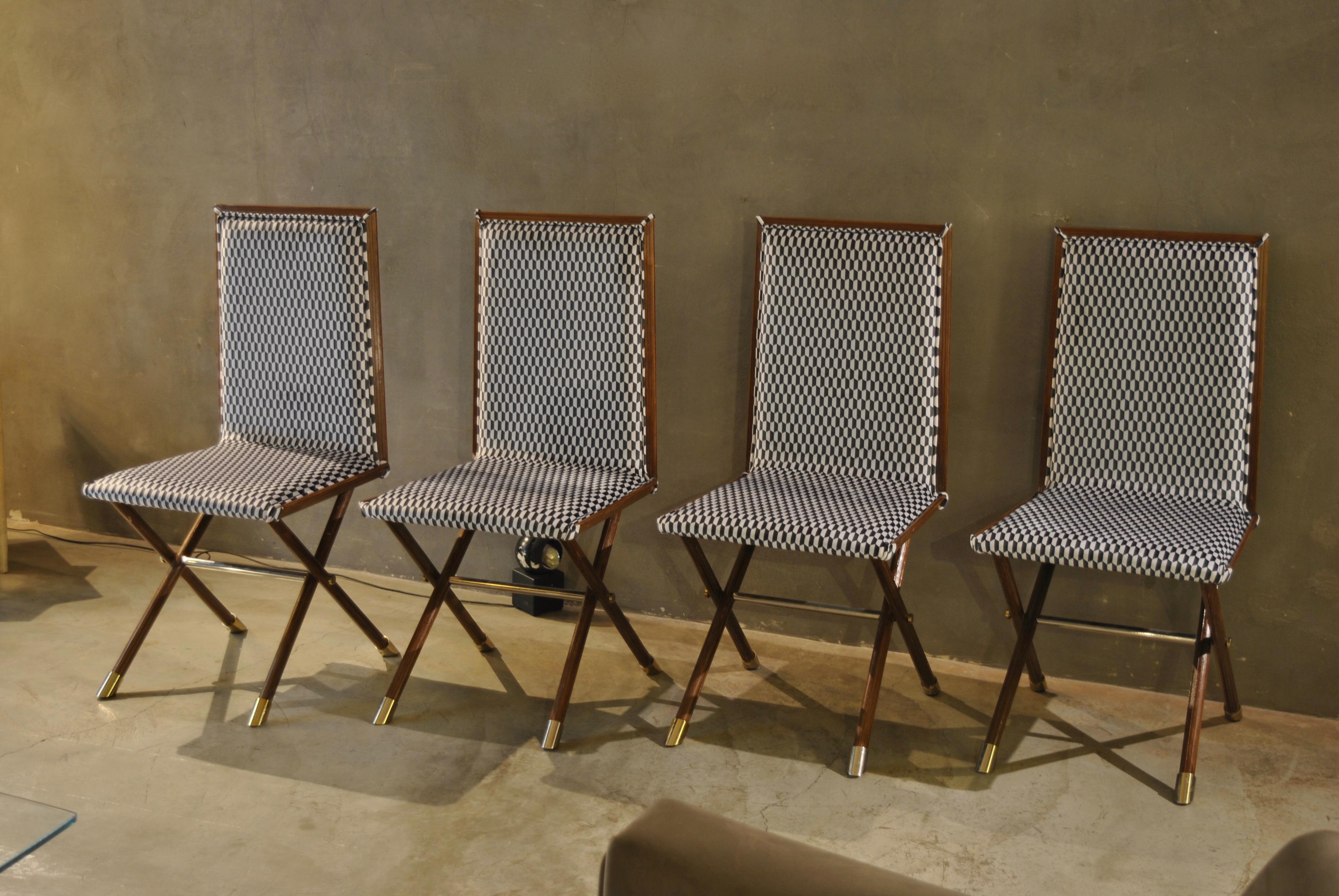 Italian Midcentury Chairs with Brass Fittings 7