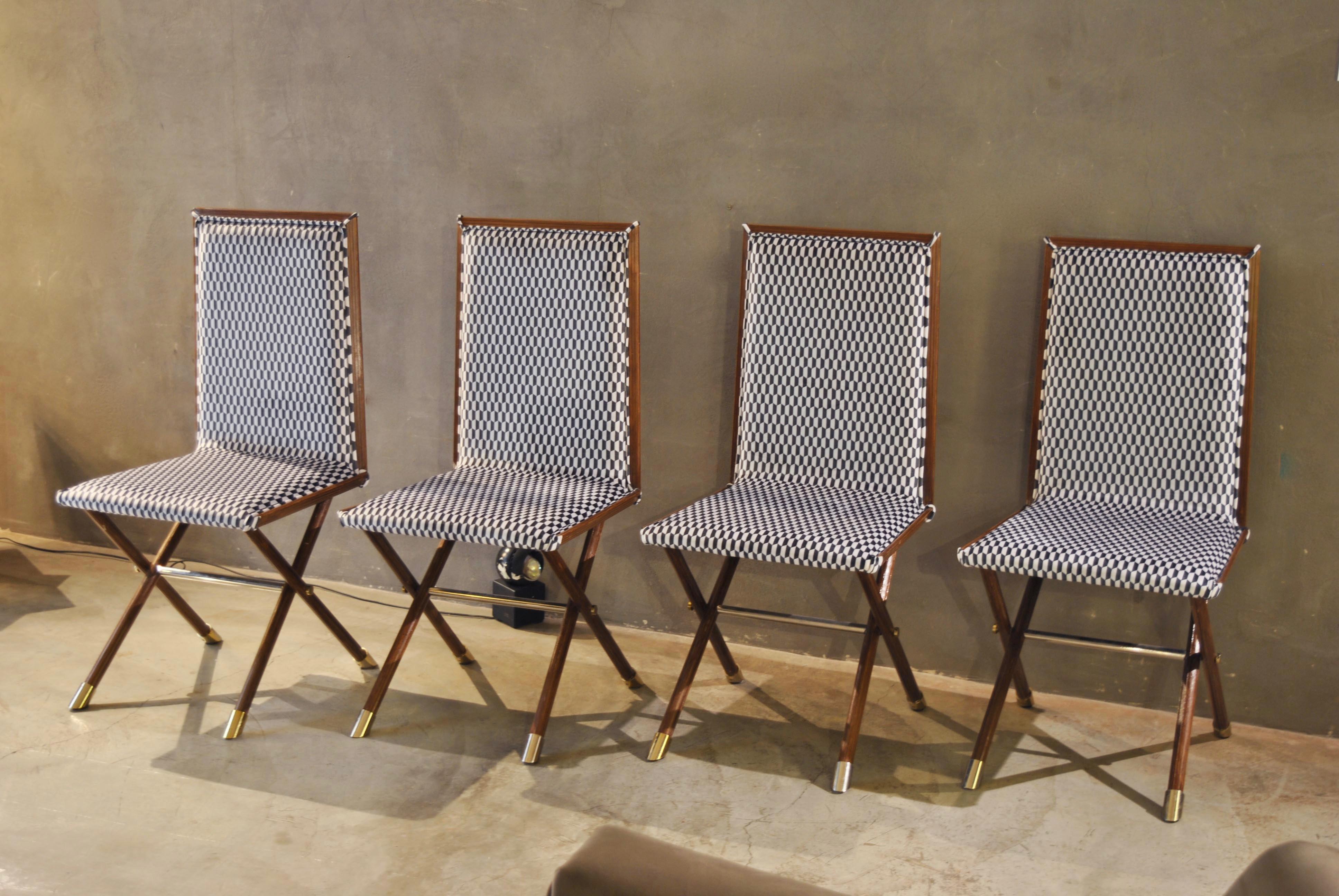 Italian Midcentury Chairs with Brass Fittings 8