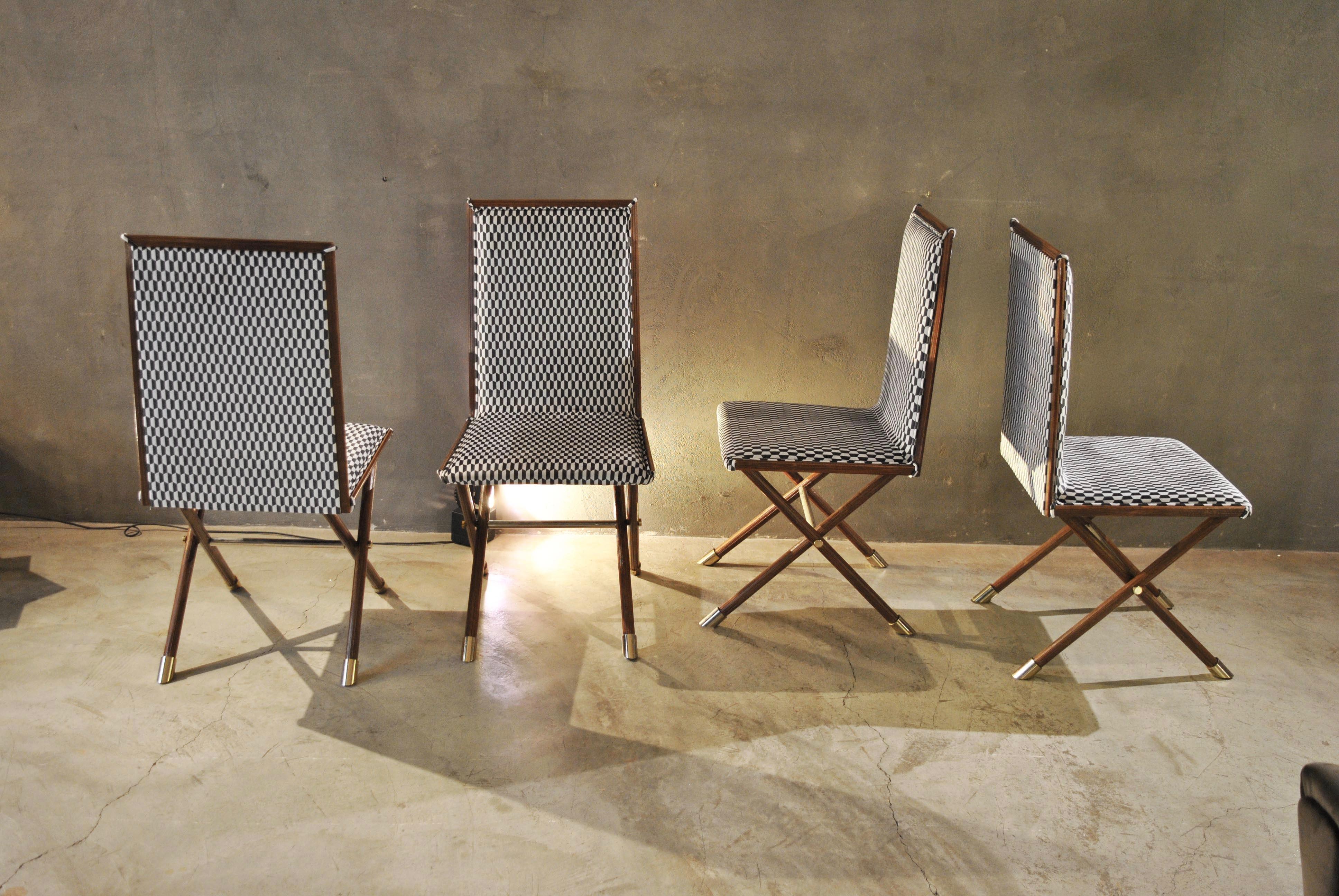 Italian Midcentury Chairs with Brass Fittings In Good Condition In bari, IT