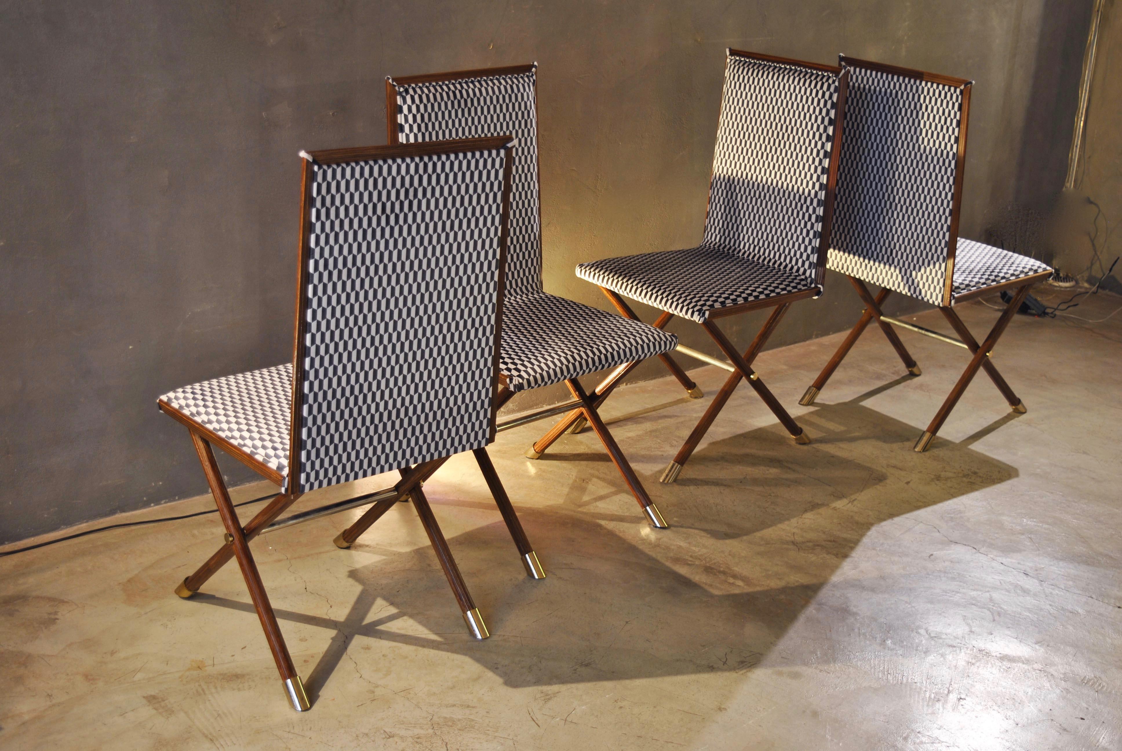 Italian Midcentury Chairs with Brass Fittings 3