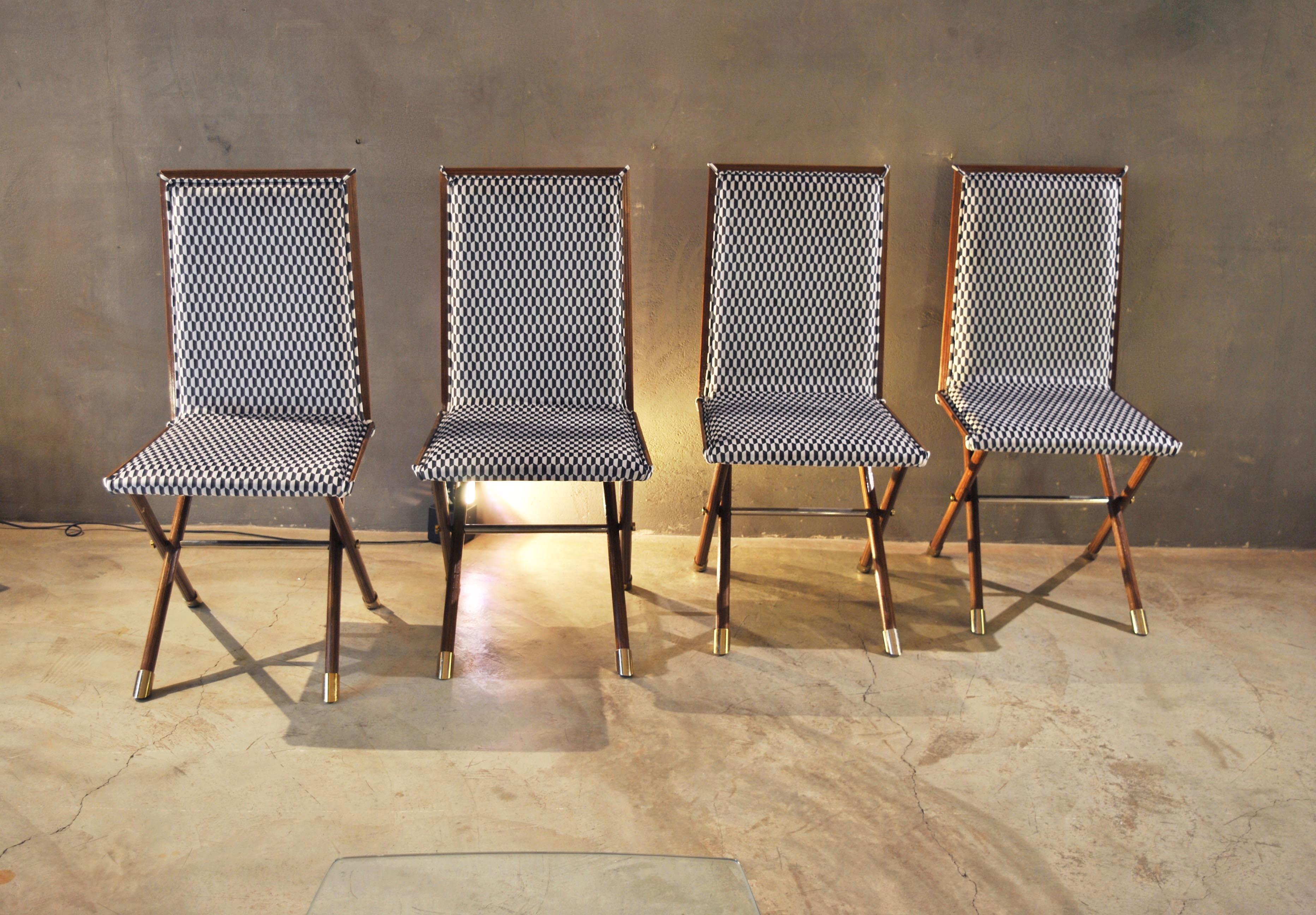 Italian Midcentury Chairs with Brass Fittings 4