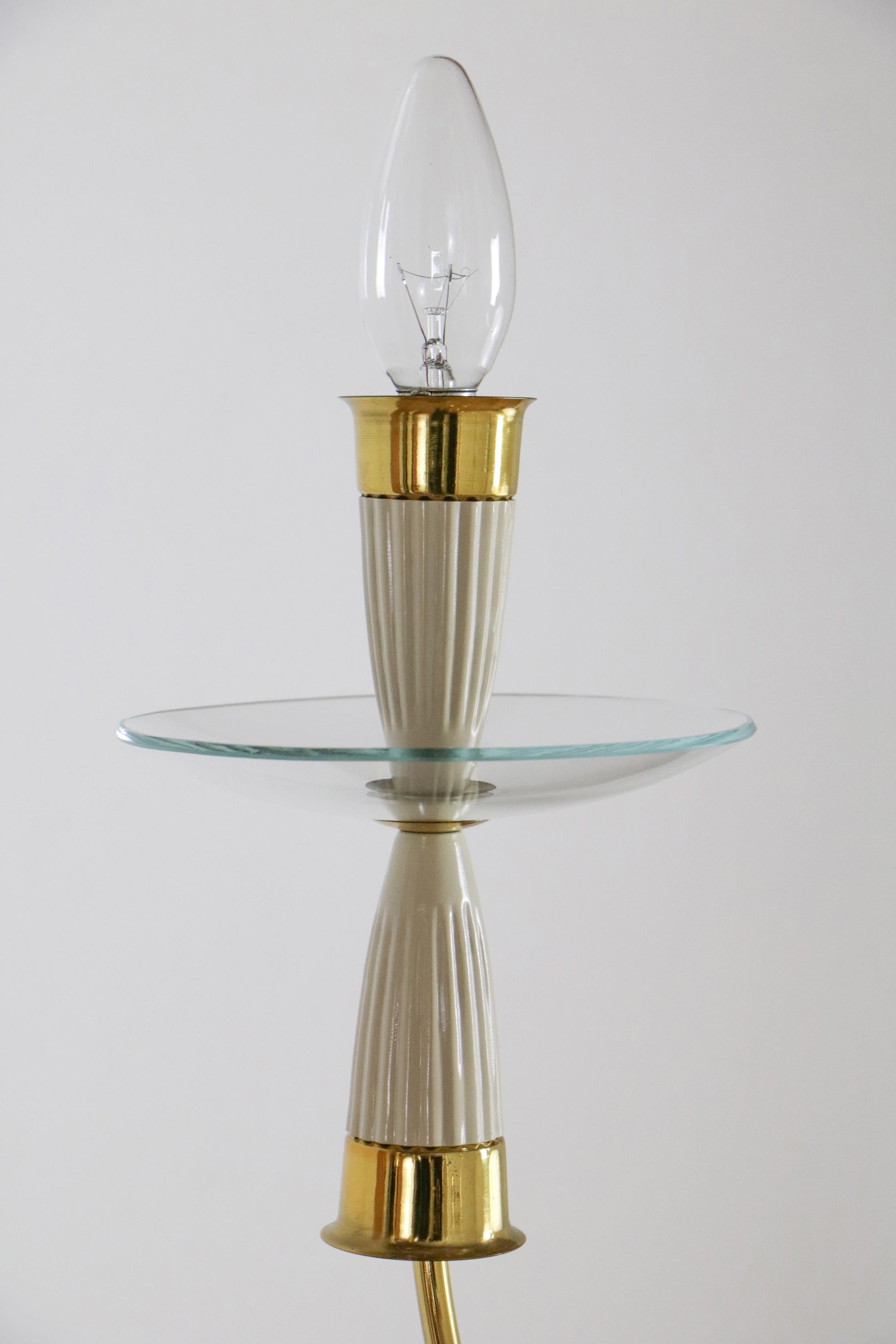 Italian MidCentury Chandelier, 8 Lights, Gold, Ivory Color, Fontana Arte style For Sale 8
