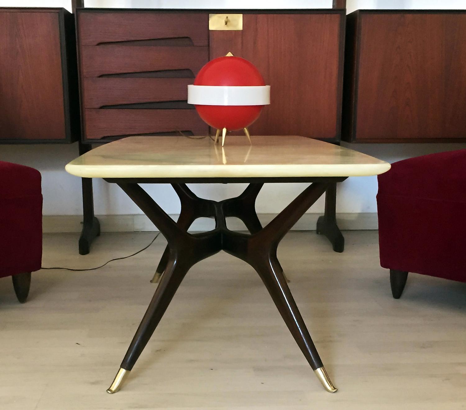 Italian Midcentury Chandelier and Table Lamp by Angelo Brotto for Esperia, 1950s In Good Condition In Traversetolo, IT