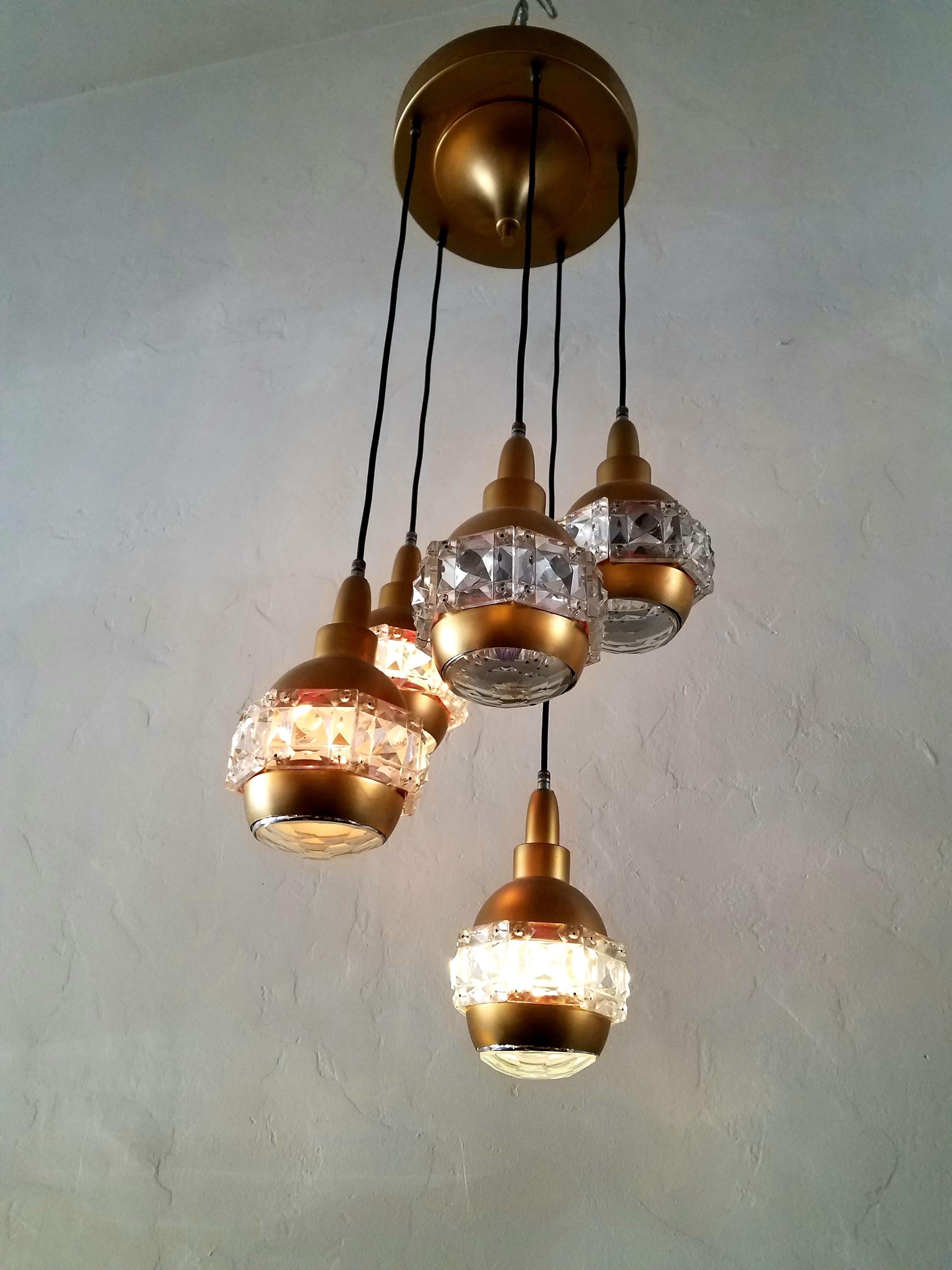 Mid-20th Century Italian Midcentury Chandelier Attributed to O'luce For Sale