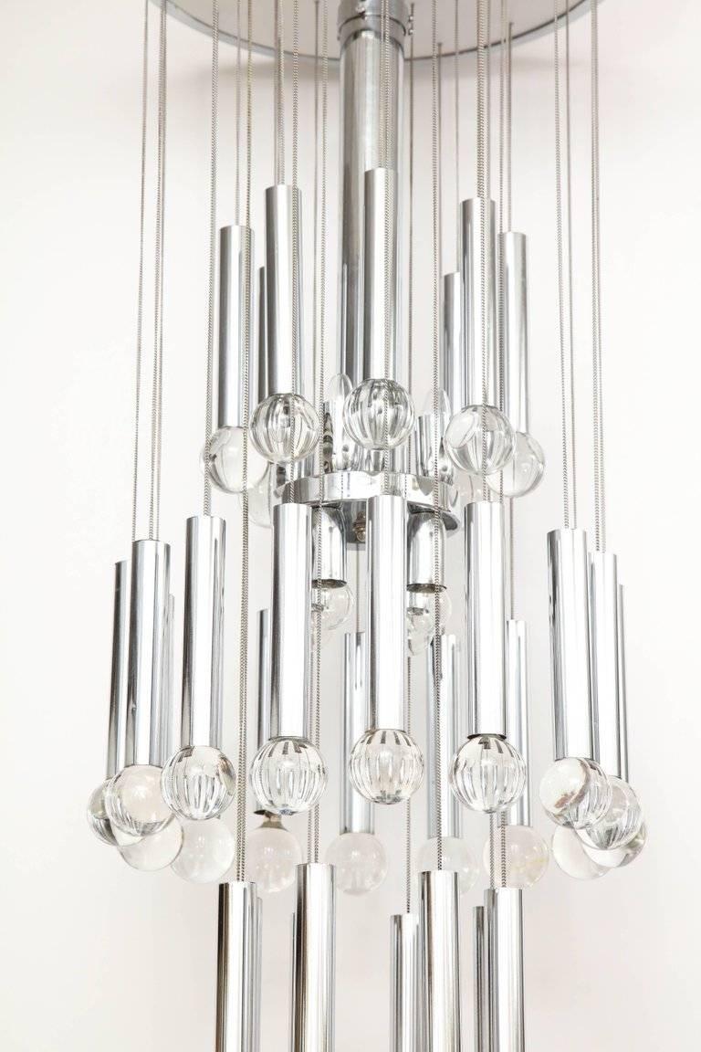 Late 20th Century Italian Midcentury Chandelier by Gaetano Sciolari, 1970s For Sale