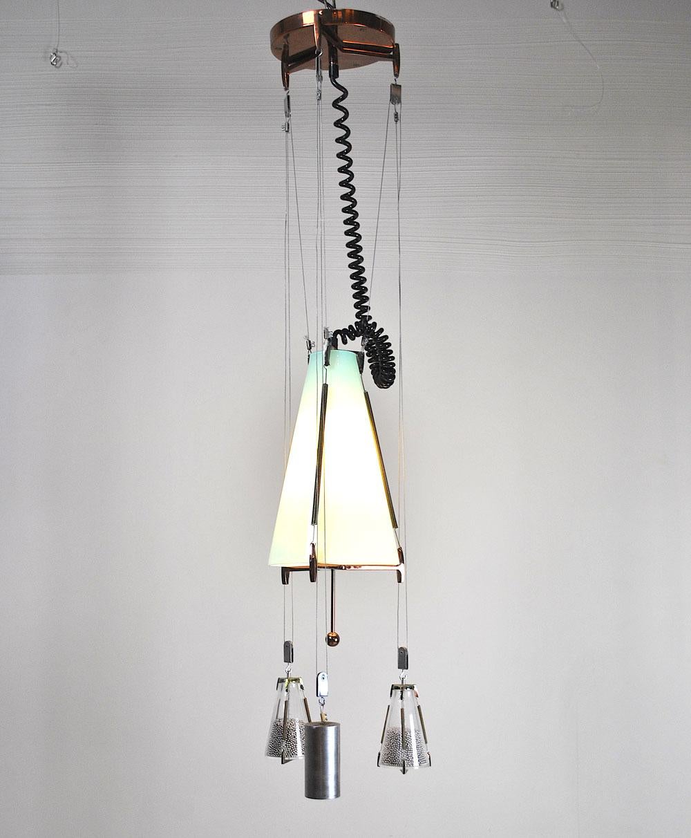 Mid-Century Modern Italian Midcentury Chandelier in the Atomic Style from the 1950s For Sale