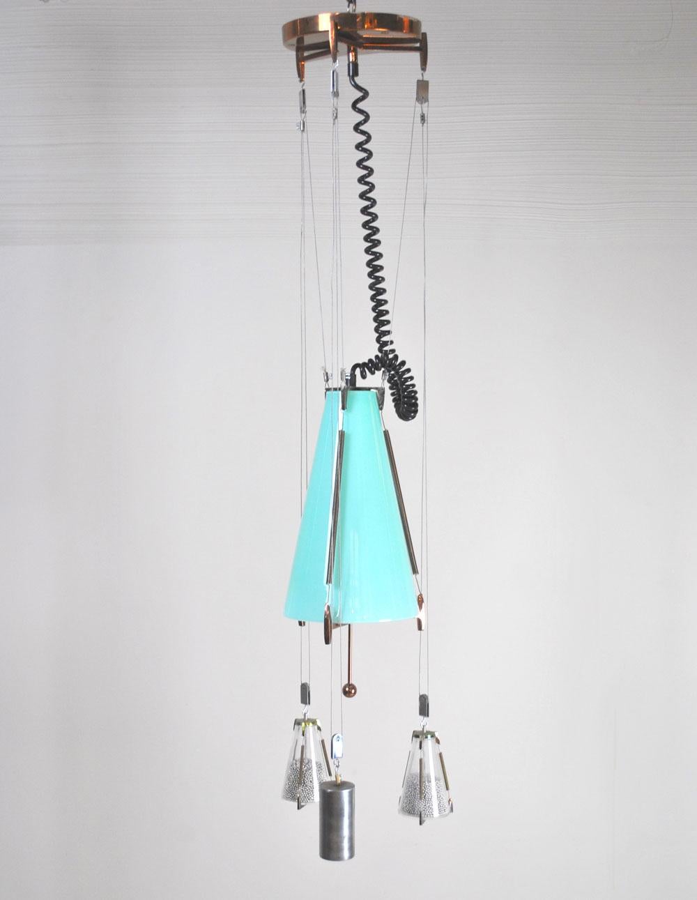 Mid-20th Century Italian Midcentury Chandelier in the Atomic Style from the 1950s For Sale