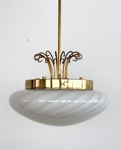 Italian Midcentury Chandelier "Medusa Jellyfish" with Swirl Glass and Brass