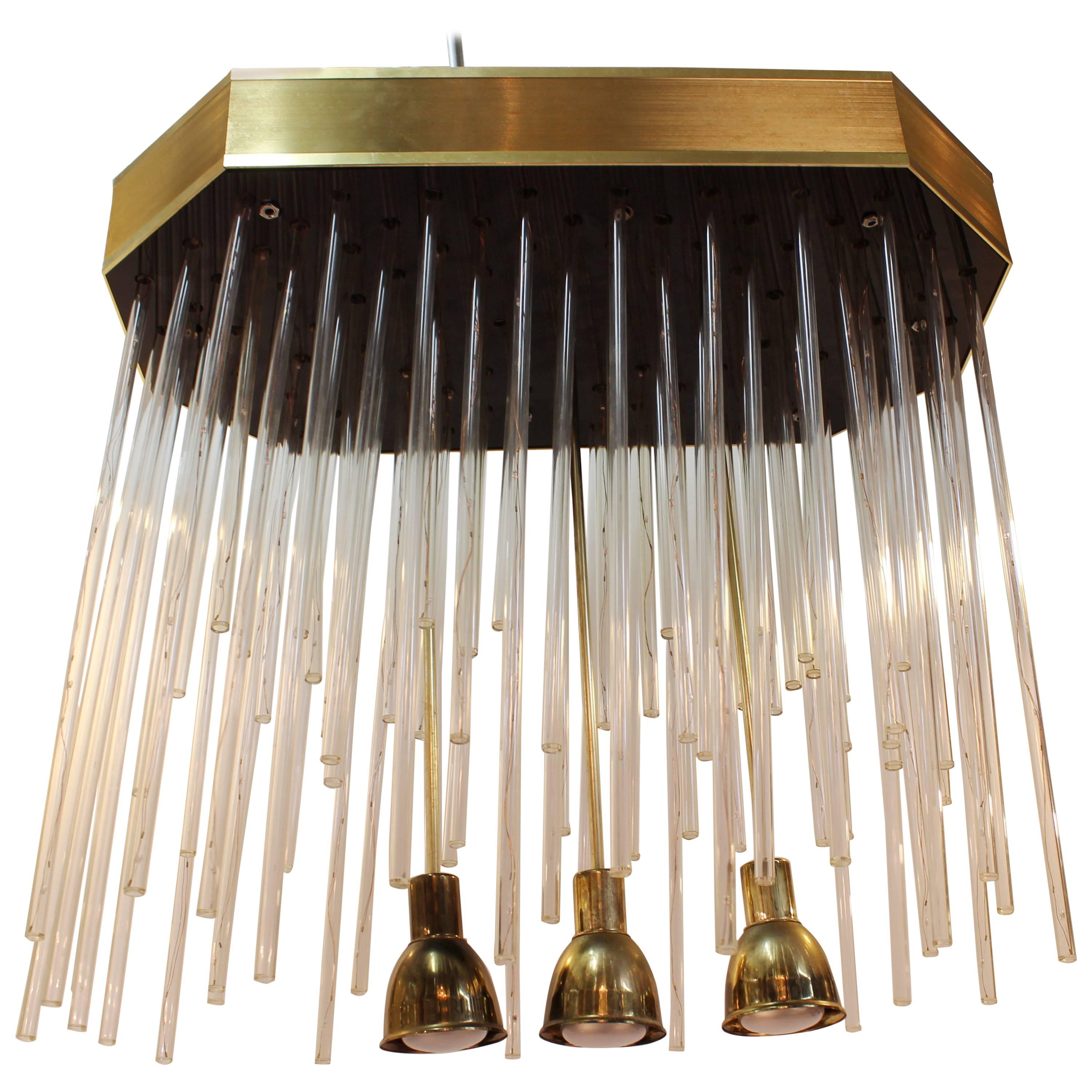 Italienischer Midcentury-Kronleuchter oder Flush Mount mit optischen Lichtern