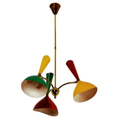 Italian Mid-Century Chandelier Three-Arms with Diabolò Stilnovo Attributed, 1955