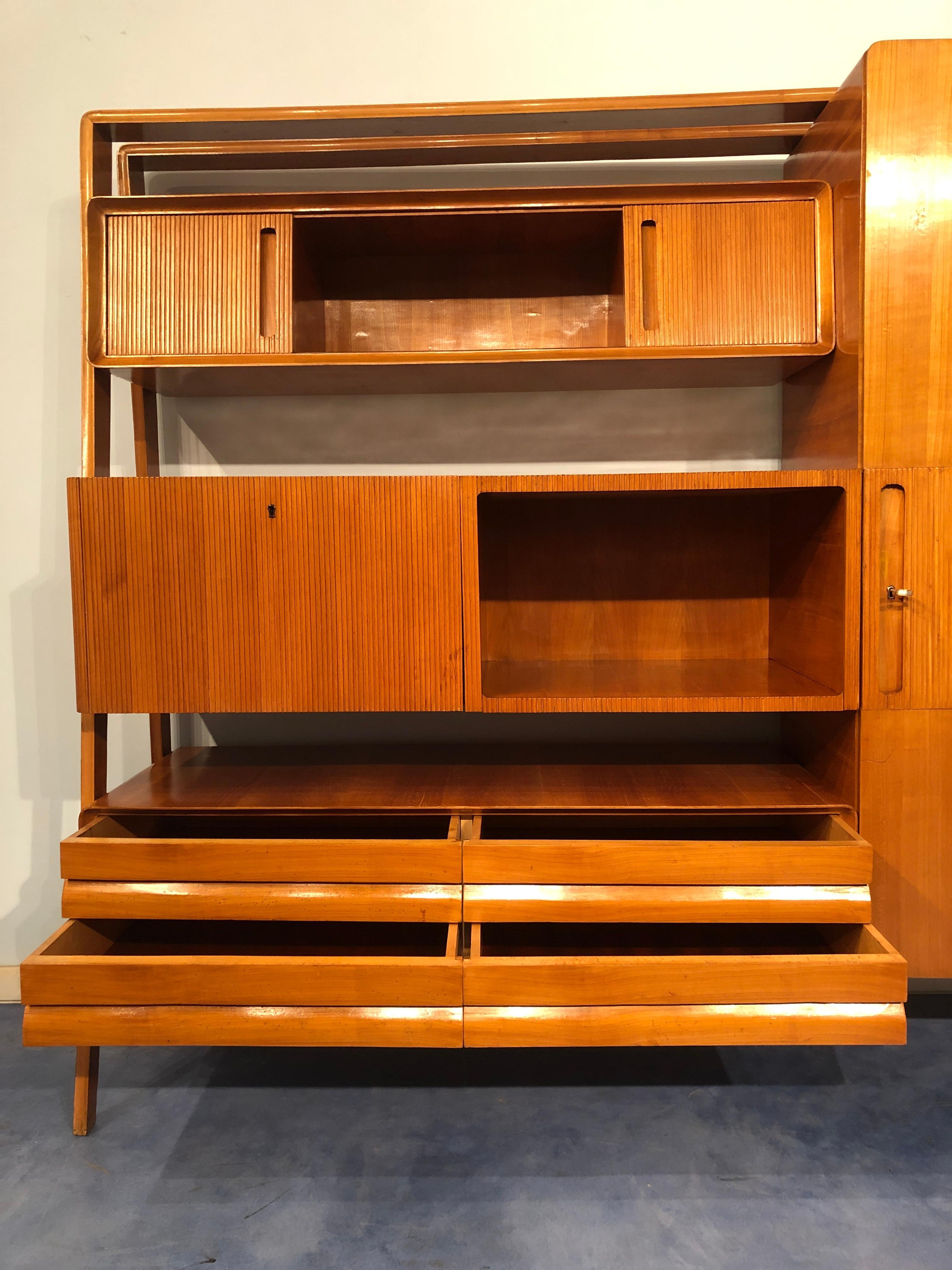 Italian Midcentury Cherrywood Sideboard Bookcase by La Permanente Cantù, 1950s 8