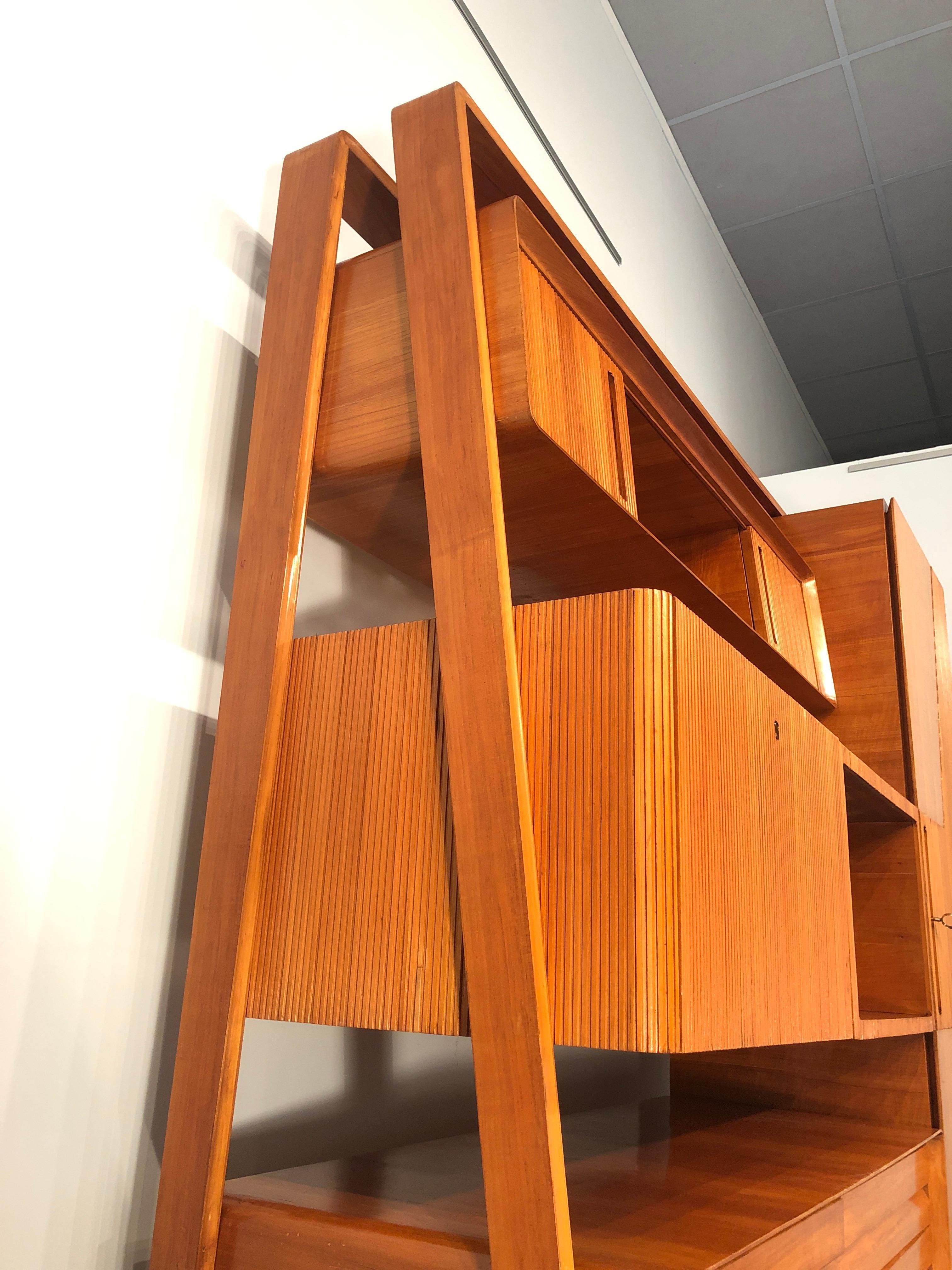 Italian Midcentury Cherrywood Sideboard Bookcase by La Permanente Cantù, 1950s 15