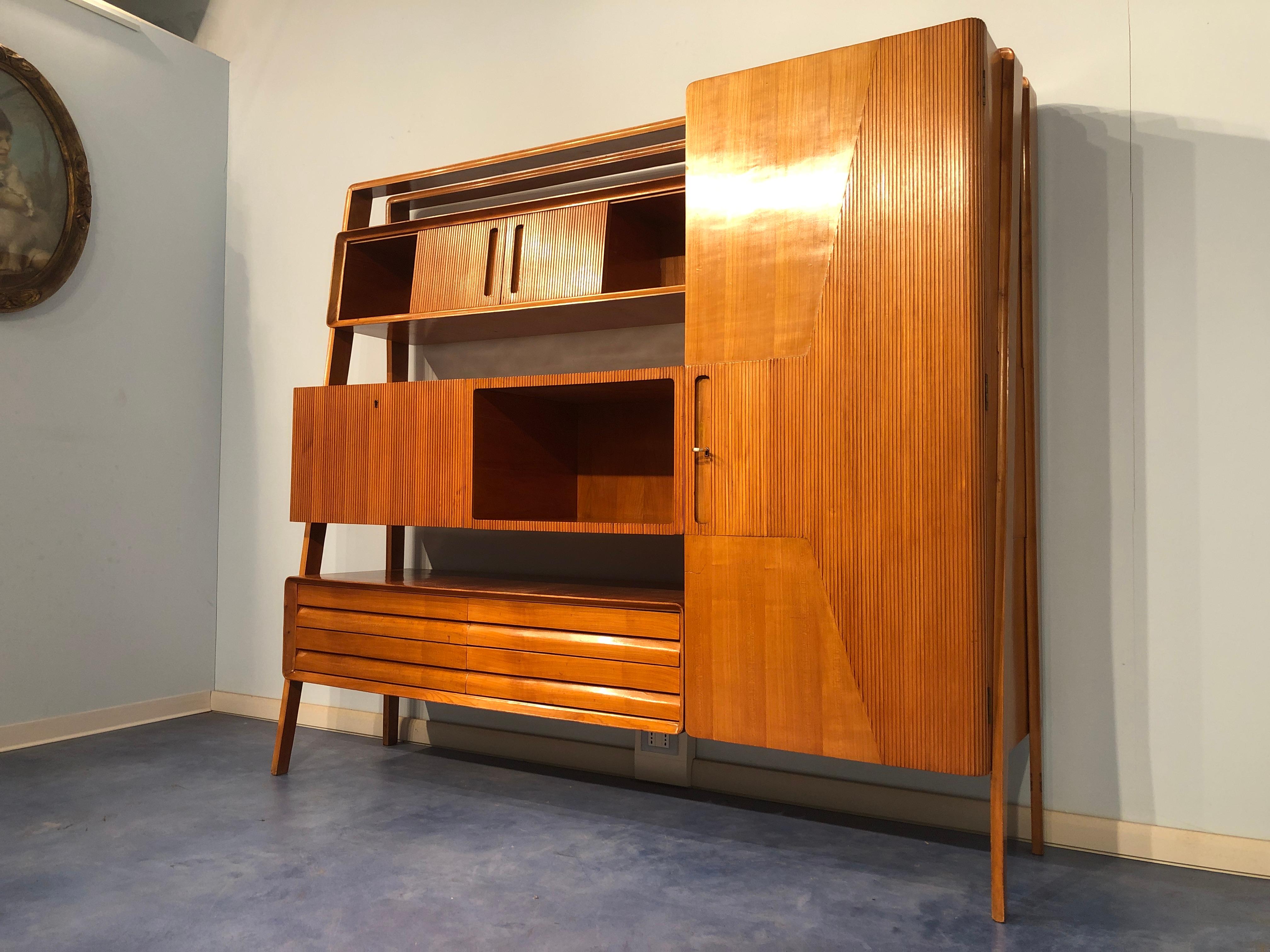 Italian Midcentury Cherrywood Sideboard Bookcase by La Permanente Cantù, 1950s 2