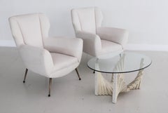Italian Midcentury Chic Travertine Marble Coffee Table with Cut Glass Top, 1970s