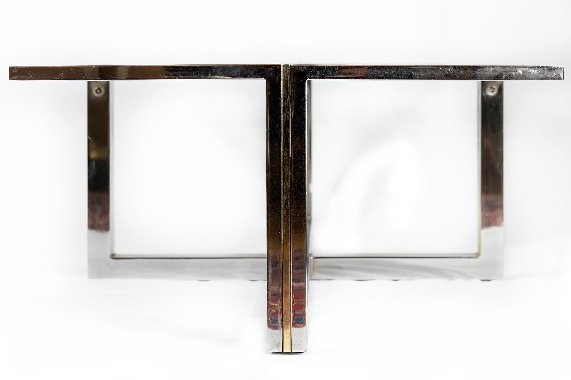 Italian Midcentury Chrome, Brass and Glass Coffee Table, Willy Rizzo, circa 1970 In Good Condition In Vilnius, LT