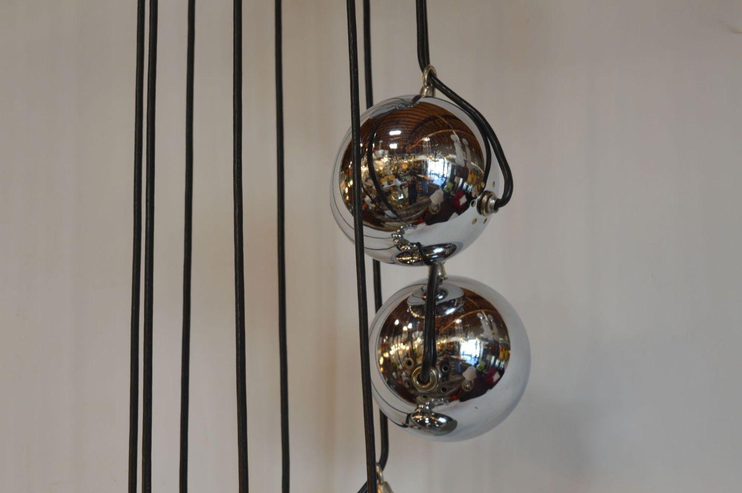 Italian Midcentury Chrome Cascading Style Chandelier by Gino Sarfatti For Sale 6