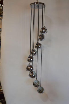 Lustre italien de style cascade en chrome du milieu du siècle dernier par Gino Sarfatti