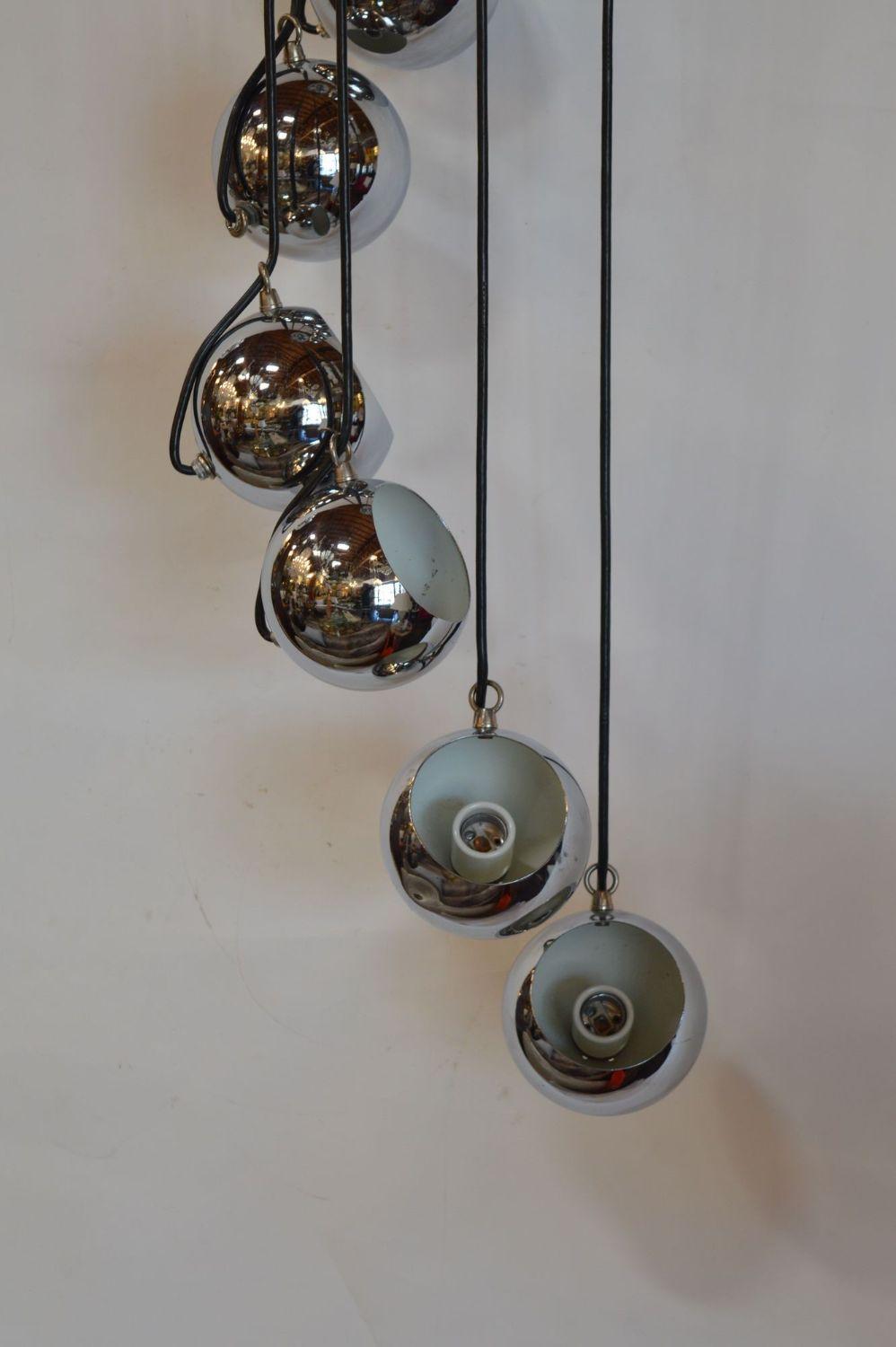 Mid-20th Century Italian Midcentury Chrome Cascading Style Chandelier by Gino Sarfatti For Sale