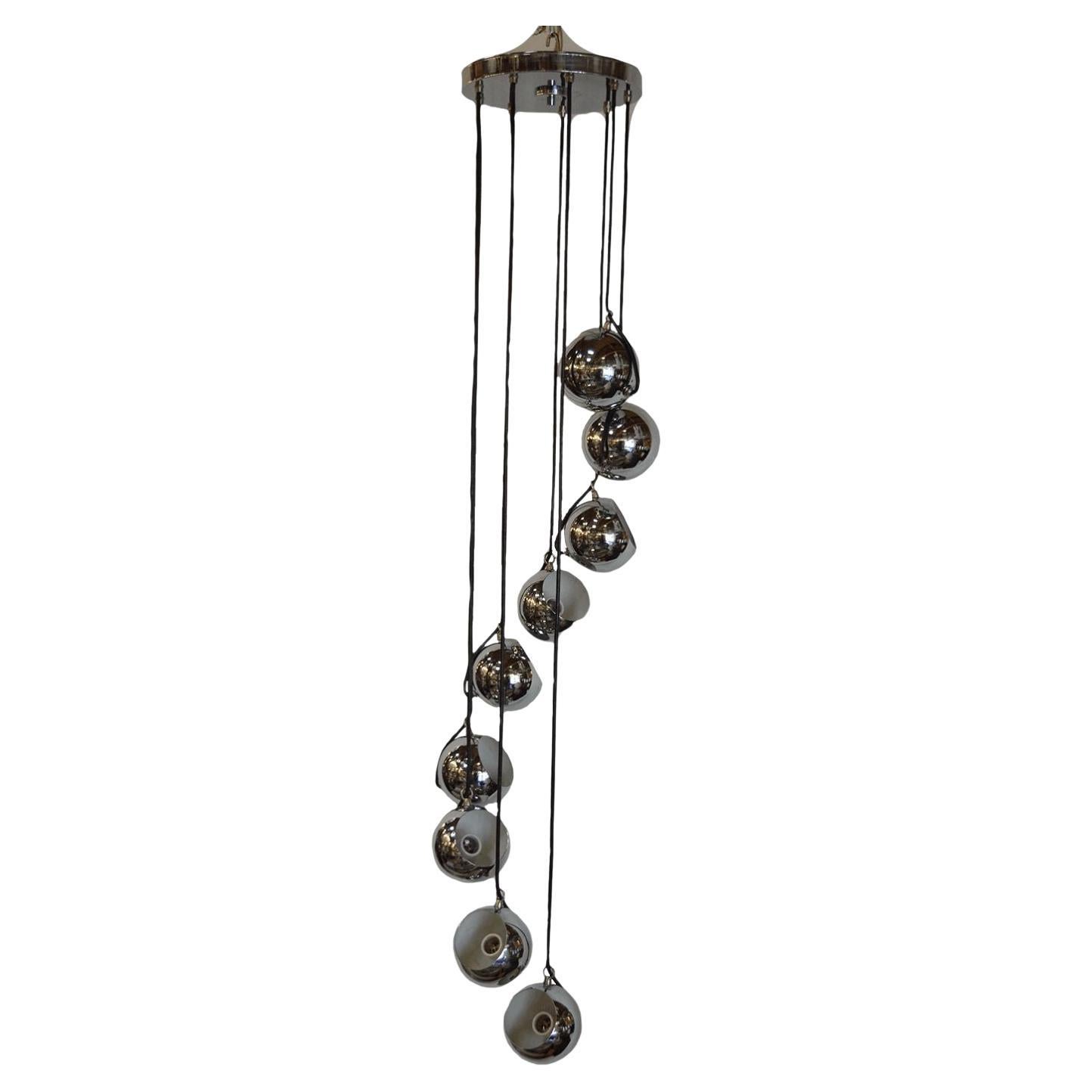 Italian Midcentury Chrome Cascading Style Chandelier by Gino Sarfatti For Sale