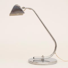 Italian Midcentury Chrome Desk Lamp with Pivoting Reflector