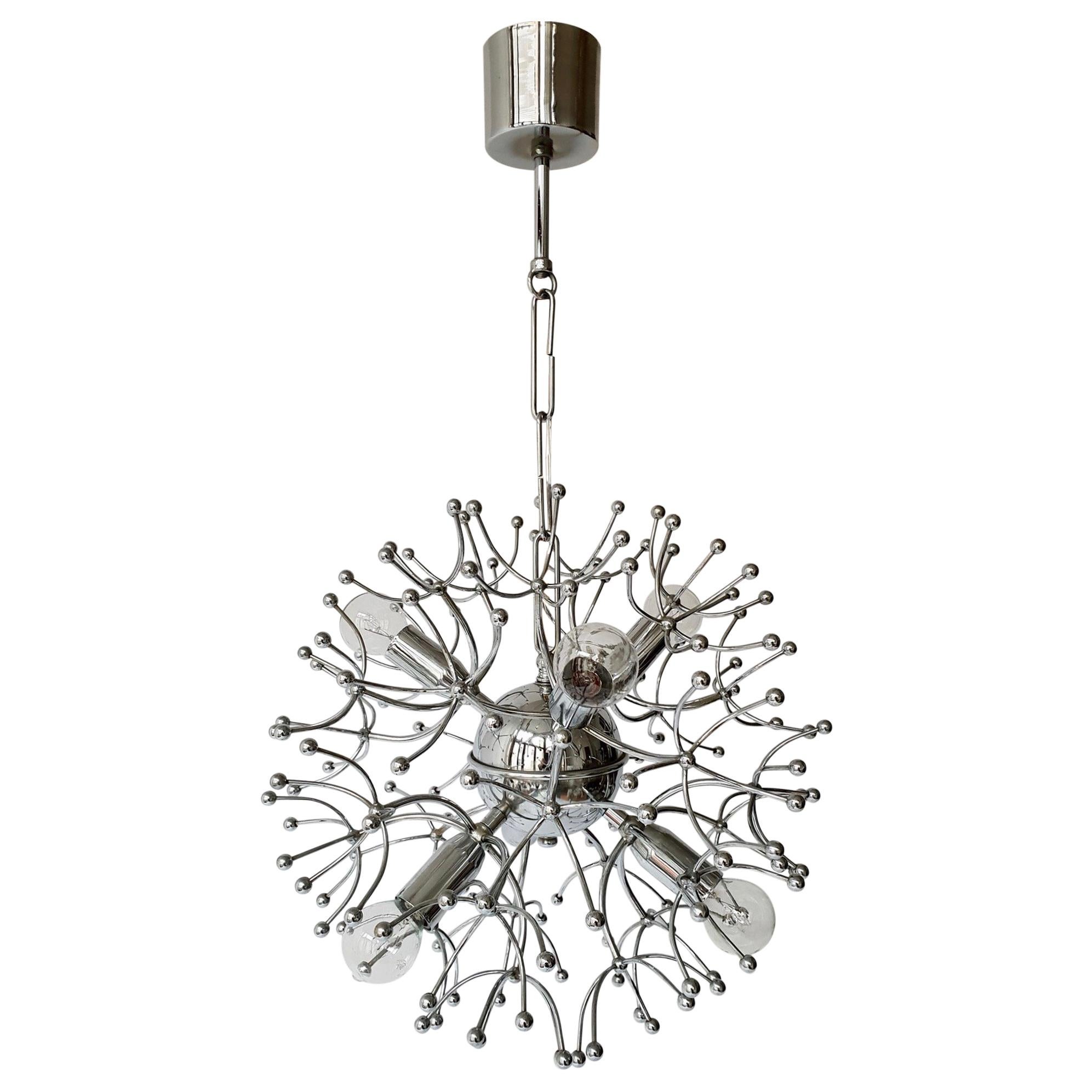 Italian Midcentury Chrome Sputnik Pendant by Sciolari For Sale