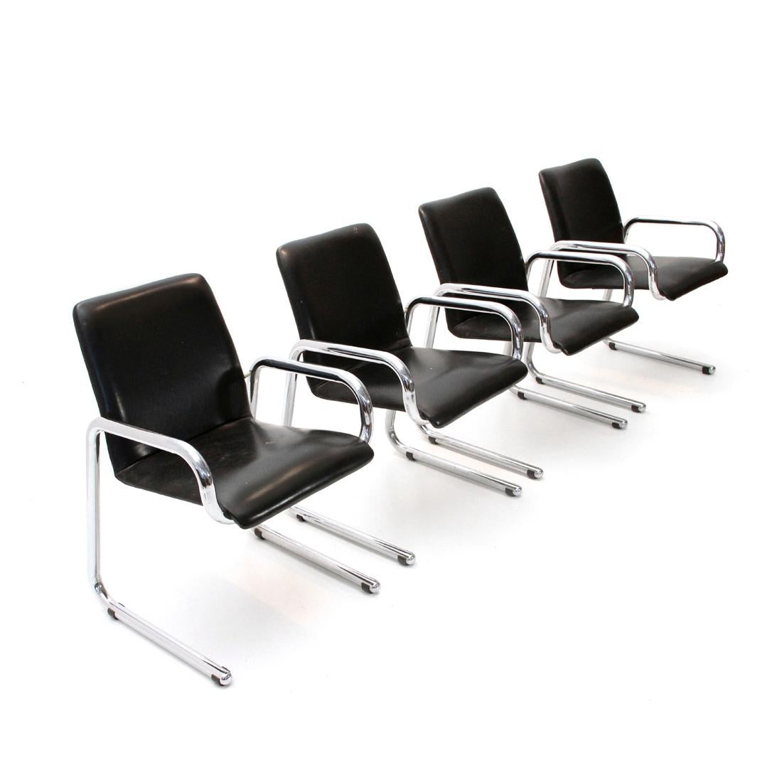 Italian Midcentury Chromed Chair, 1960s, Set of 4 In Good Condition In Savona, IT