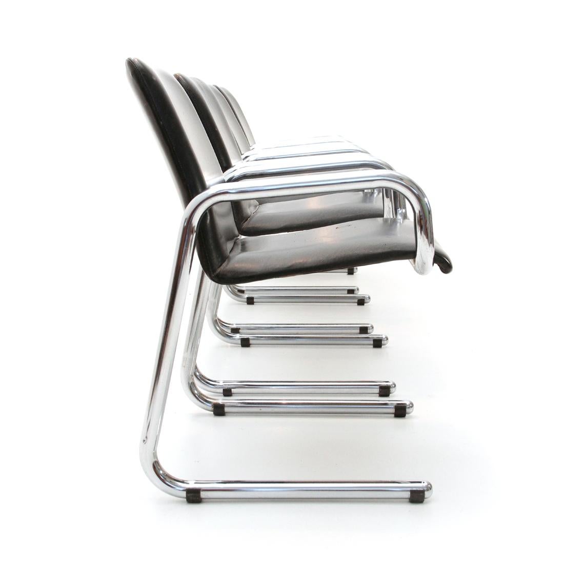 Italian Midcentury Chromed Chair, 1960s, Set of 4 2