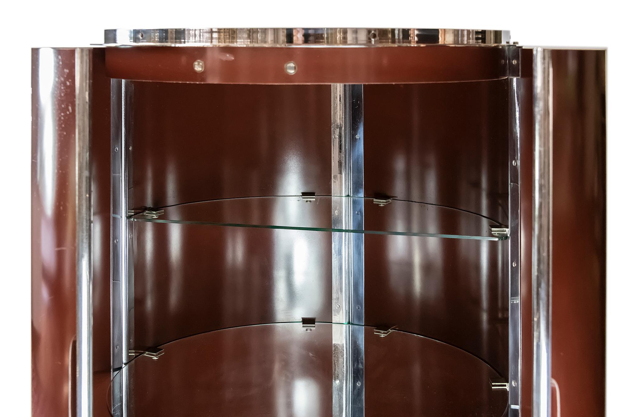 Mid-Century Modern Italian Midcentury Circular Bar Cabinet on Wheels