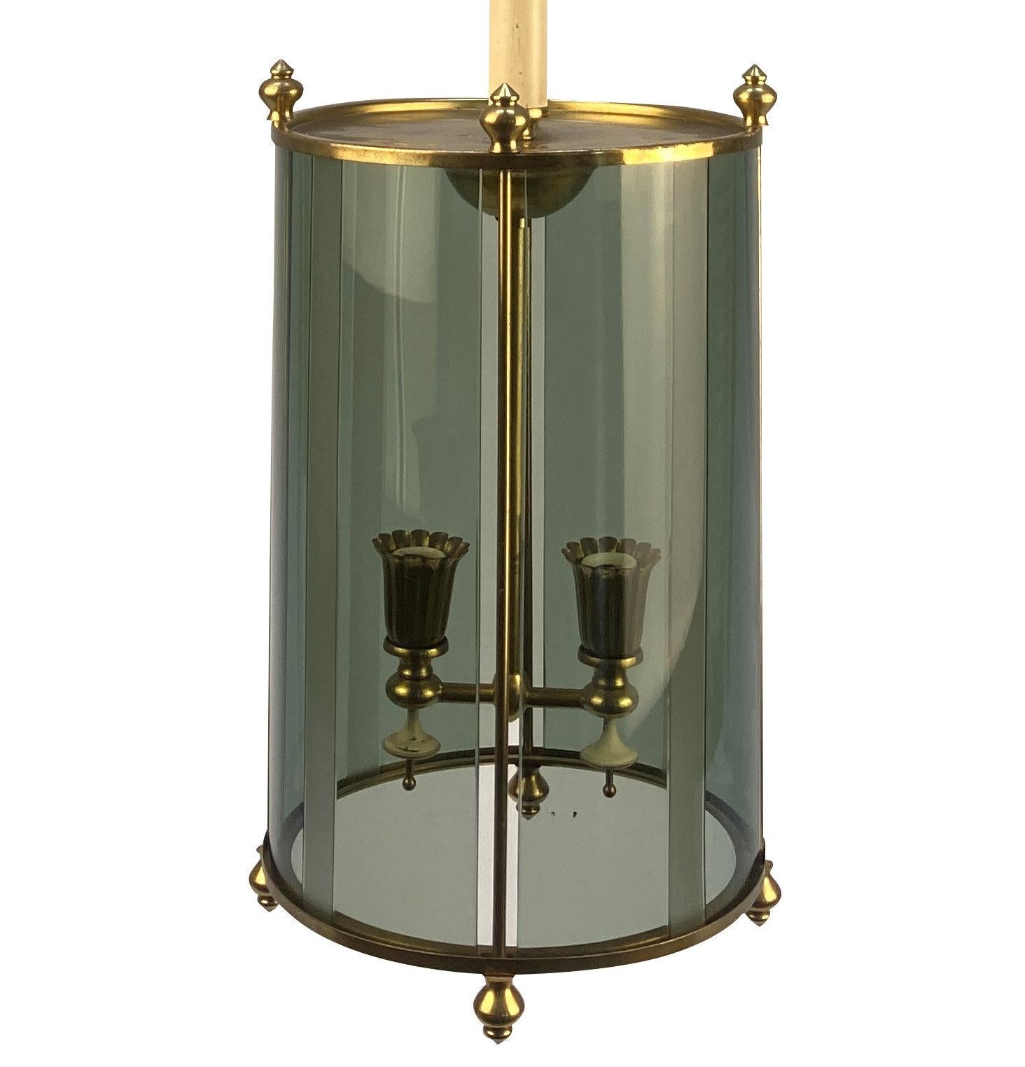 Lanterne circulaire italienne du milieu du siècle en laiton et verre coloré Bon état - En vente à Kent, Dover