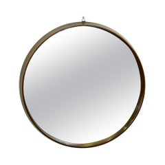 Italian Midcentury Circular Wall Mirror in Teak & Glass, 1960
