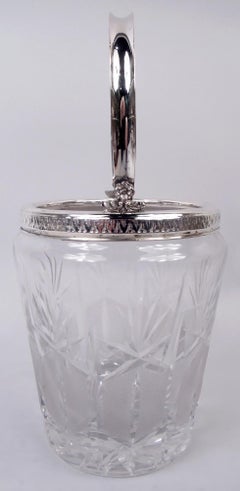 Cubitera clásica italiana de mediados de siglo de plata y cristal tallado