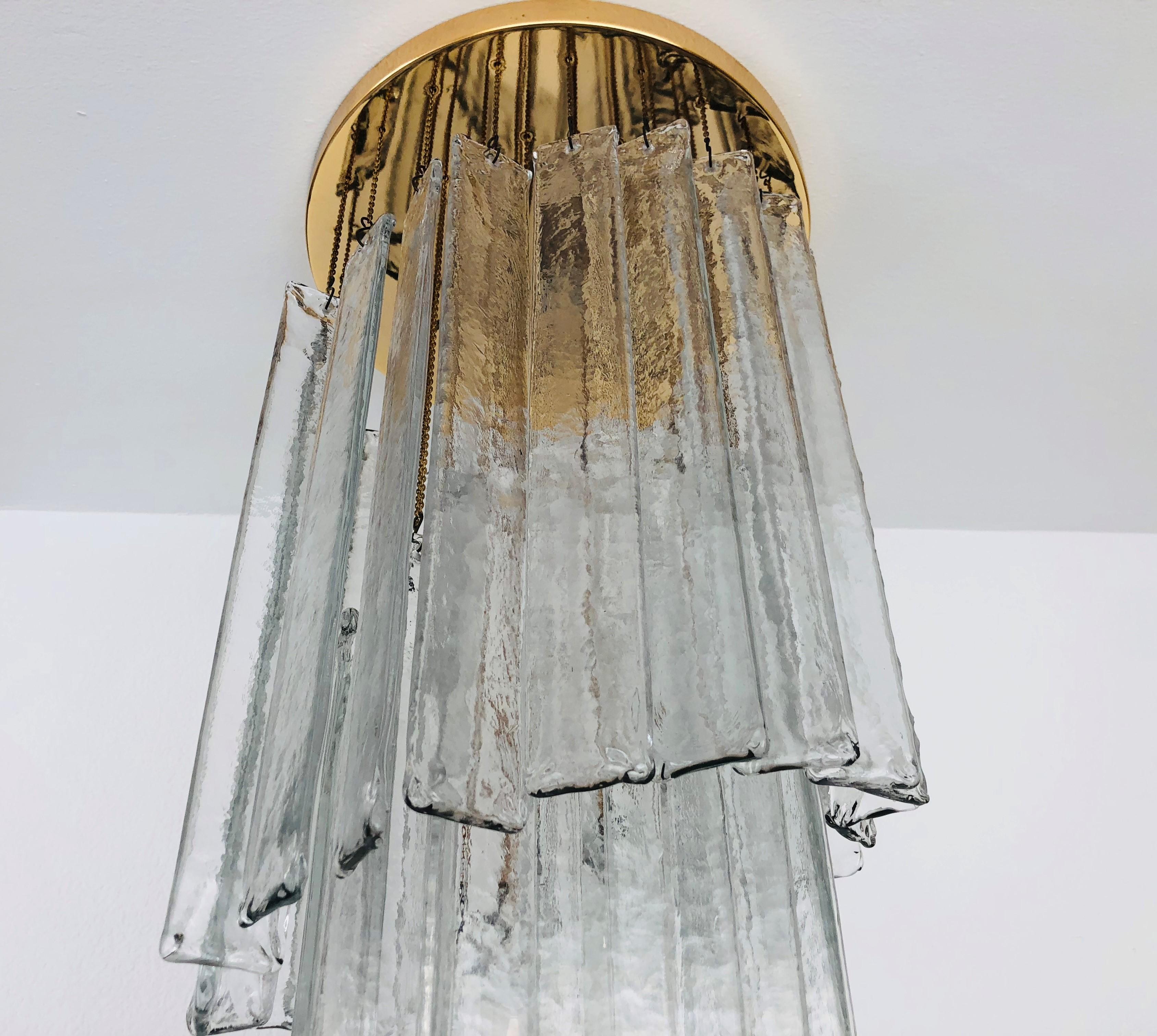 Italian Midcentury Clear Murano Glass Chandelier by Mazzega, 1970s For Sale 4