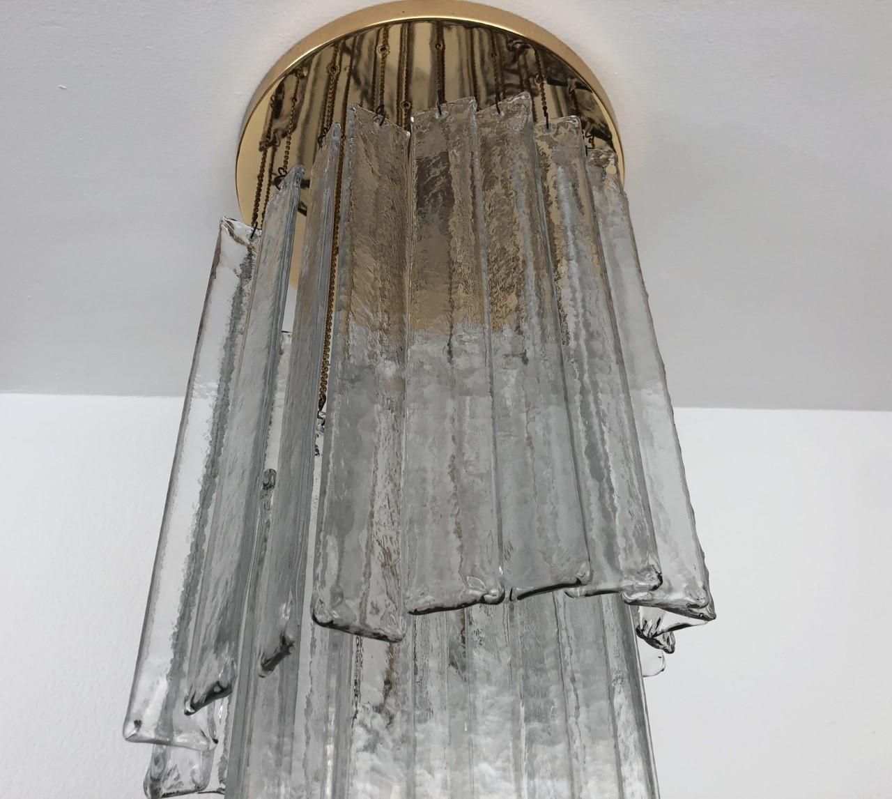 Mid-Century Modern Italian Midcentury Clear Murano Glass Chandelier by Mazzega, 1970s For Sale