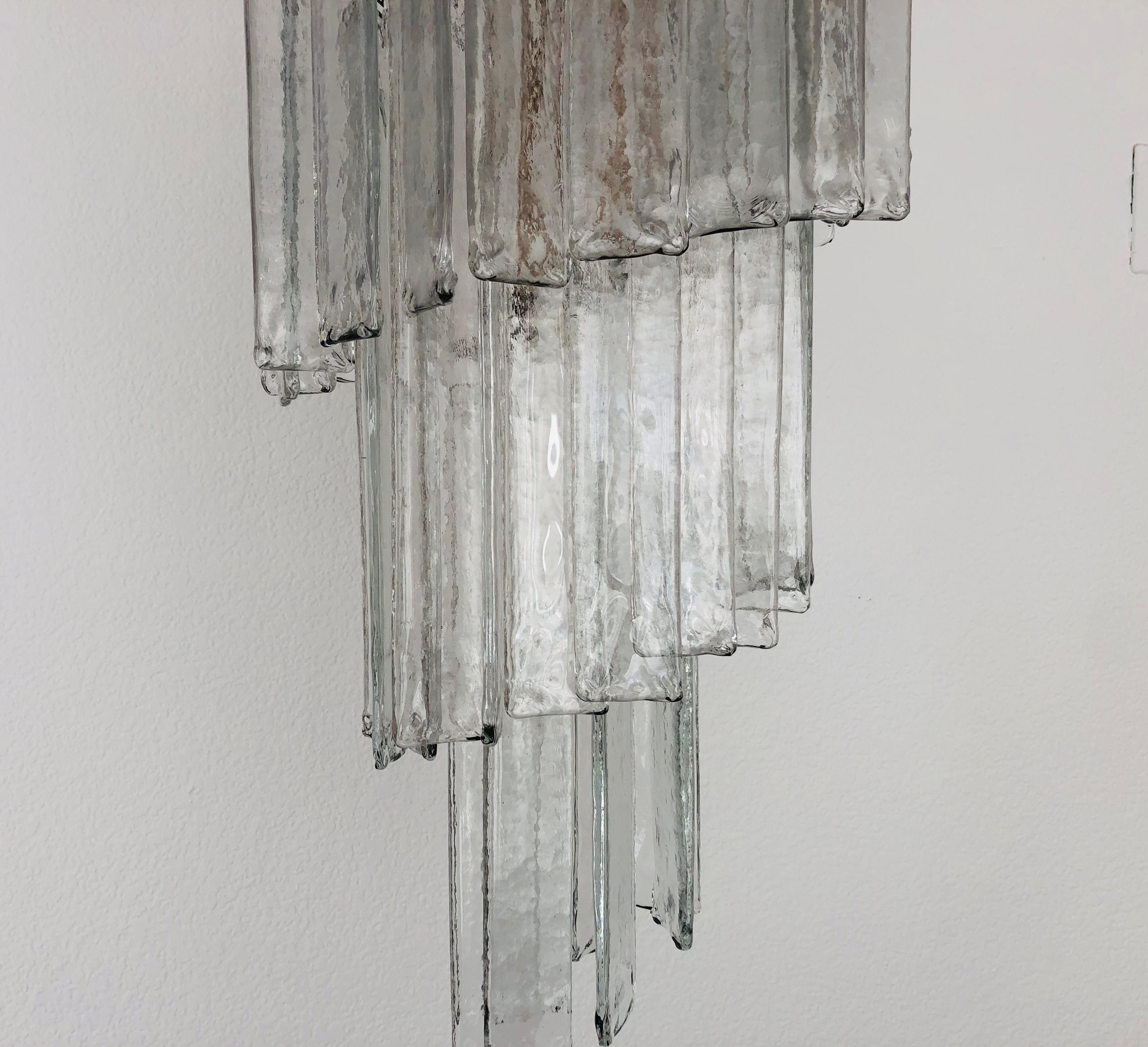 Italian Midcentury Clear Murano Glass Chandelier by Mazzega, 1970s For Sale 2