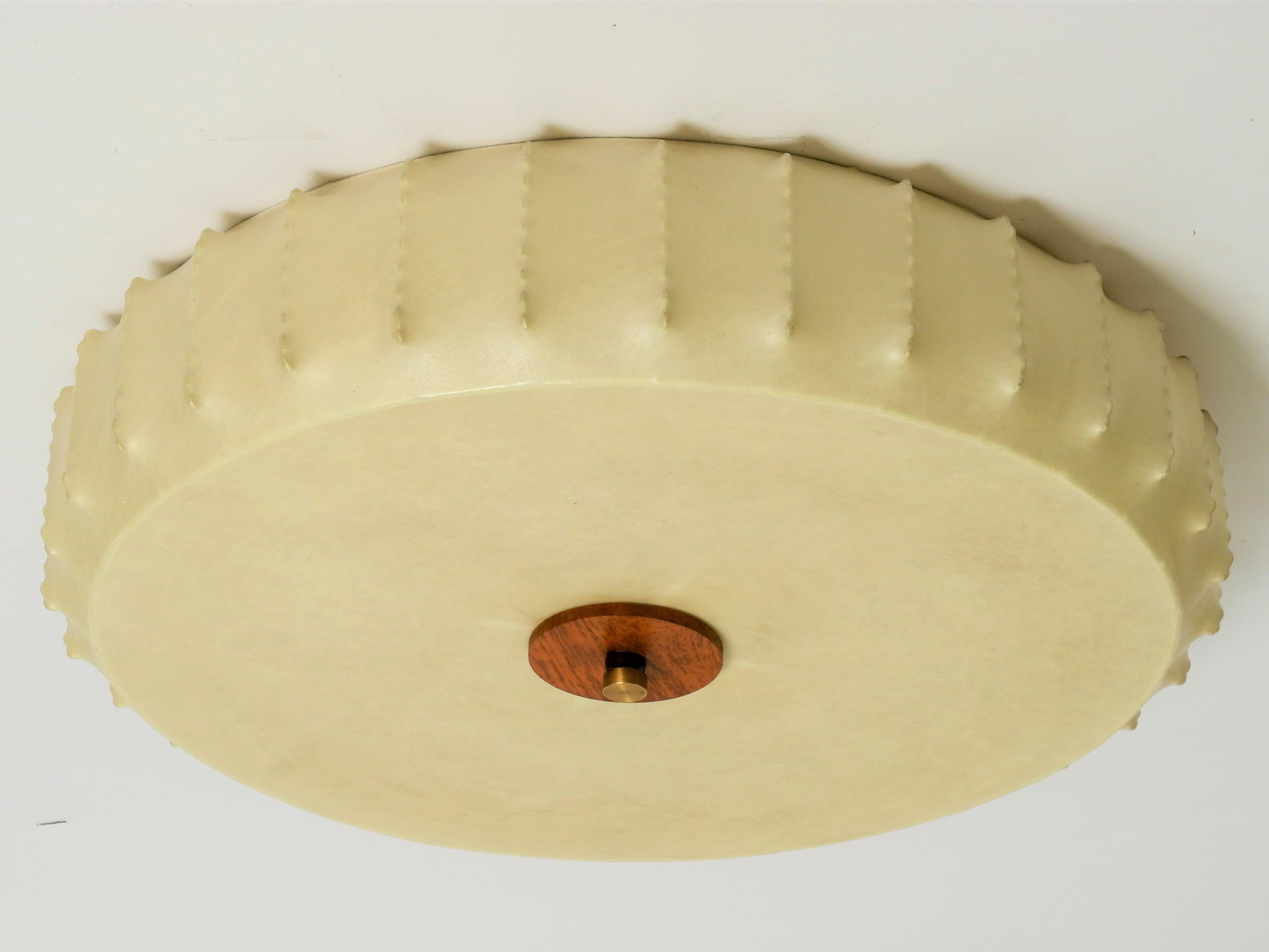Mid-Century Cocoon Light Flush Mount Lamp Teak Brass, Italy, 1960s 1