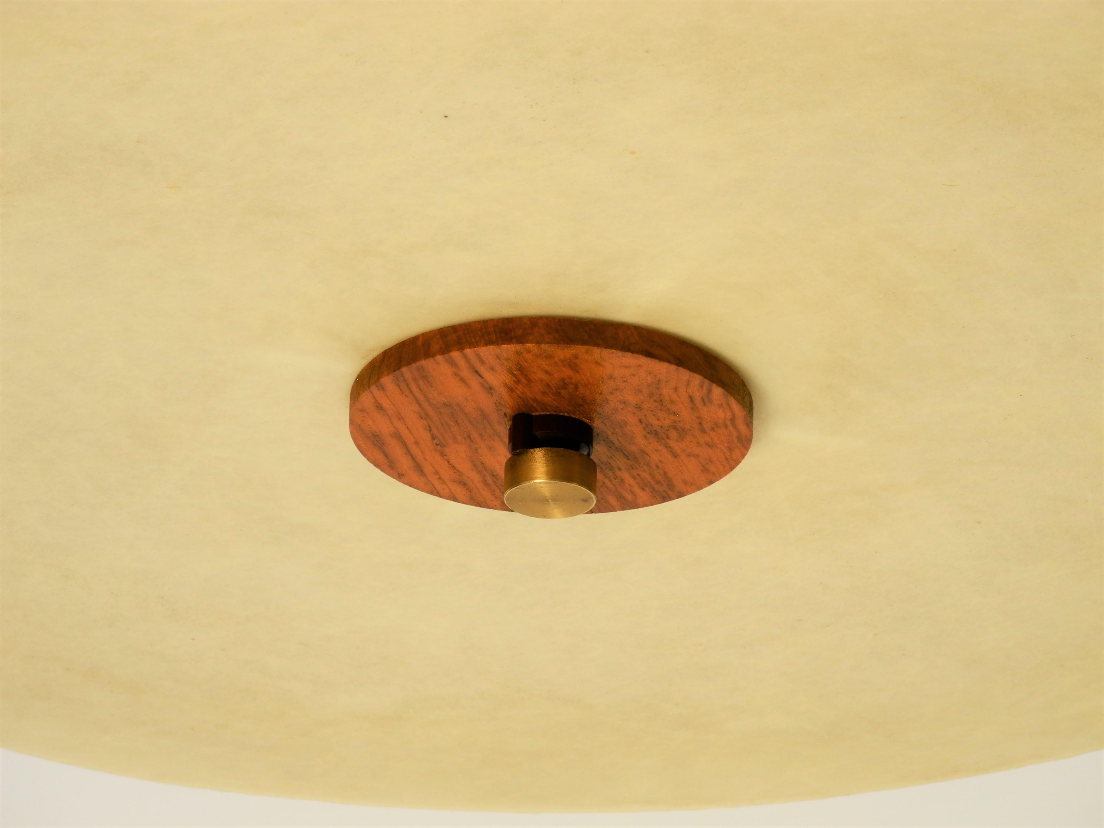 Mid-Century Cocoon Light Flush Mount Lamp Teak Brass, Italy, 1960s 2