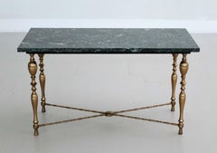 Italian Midcentury Coffe Table with Marble Top and Brass Base, 1950s