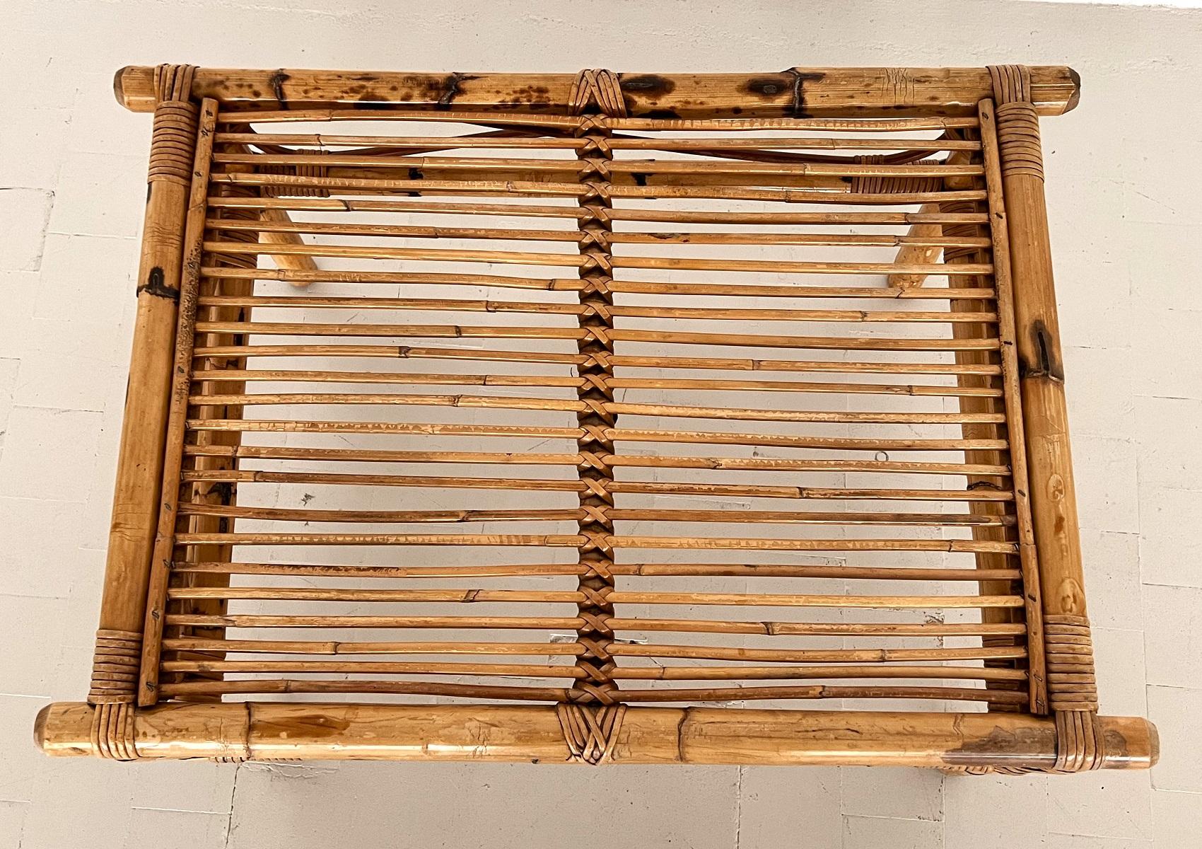 Italienischer Midcentury Couchtisch aus Rattan und Bambus, 1970er Jahre im Angebot 4