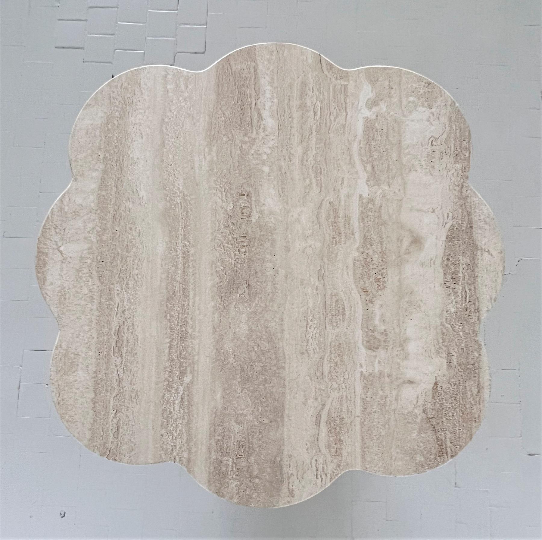 Italian Midcentury Coffee Table in Travertine Stone and Cloud Shape, 1970s 11