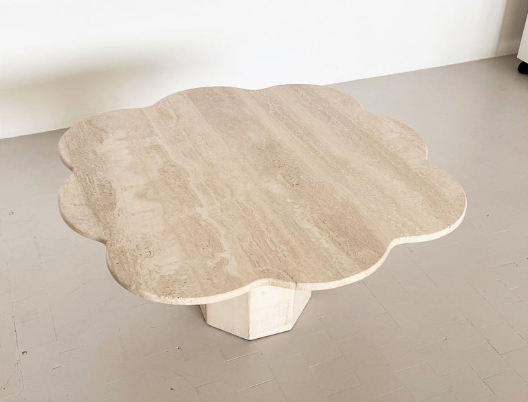 20th Century Italian Midcentury Coffee Table in Travertine Stone and Cloud Shape, 1970s