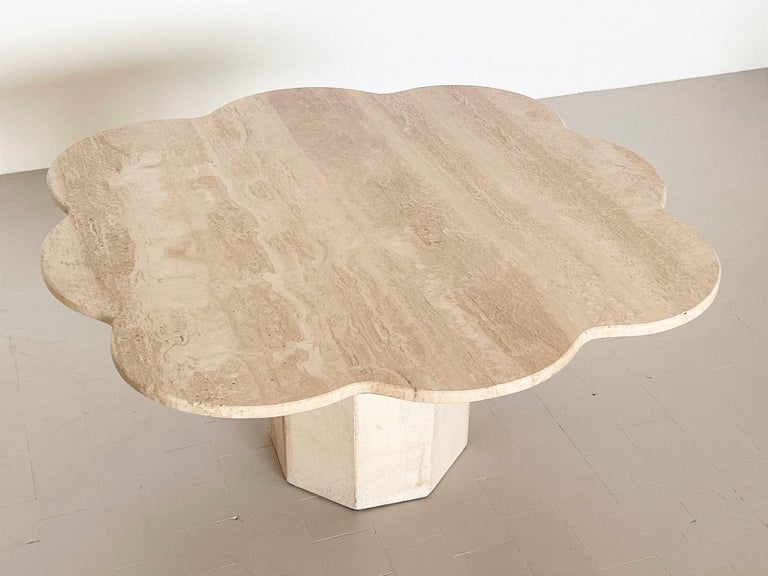 Italian Midcentury Coffee Table in Travertine Stone and Cloud Shape, 1970s 3
