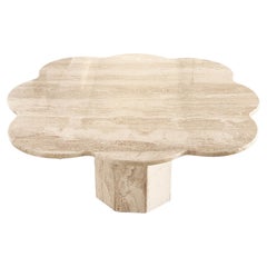 Vintage Italian Midcentury Coffee Table in Travertine Stone and Cloud Shape, 1970s