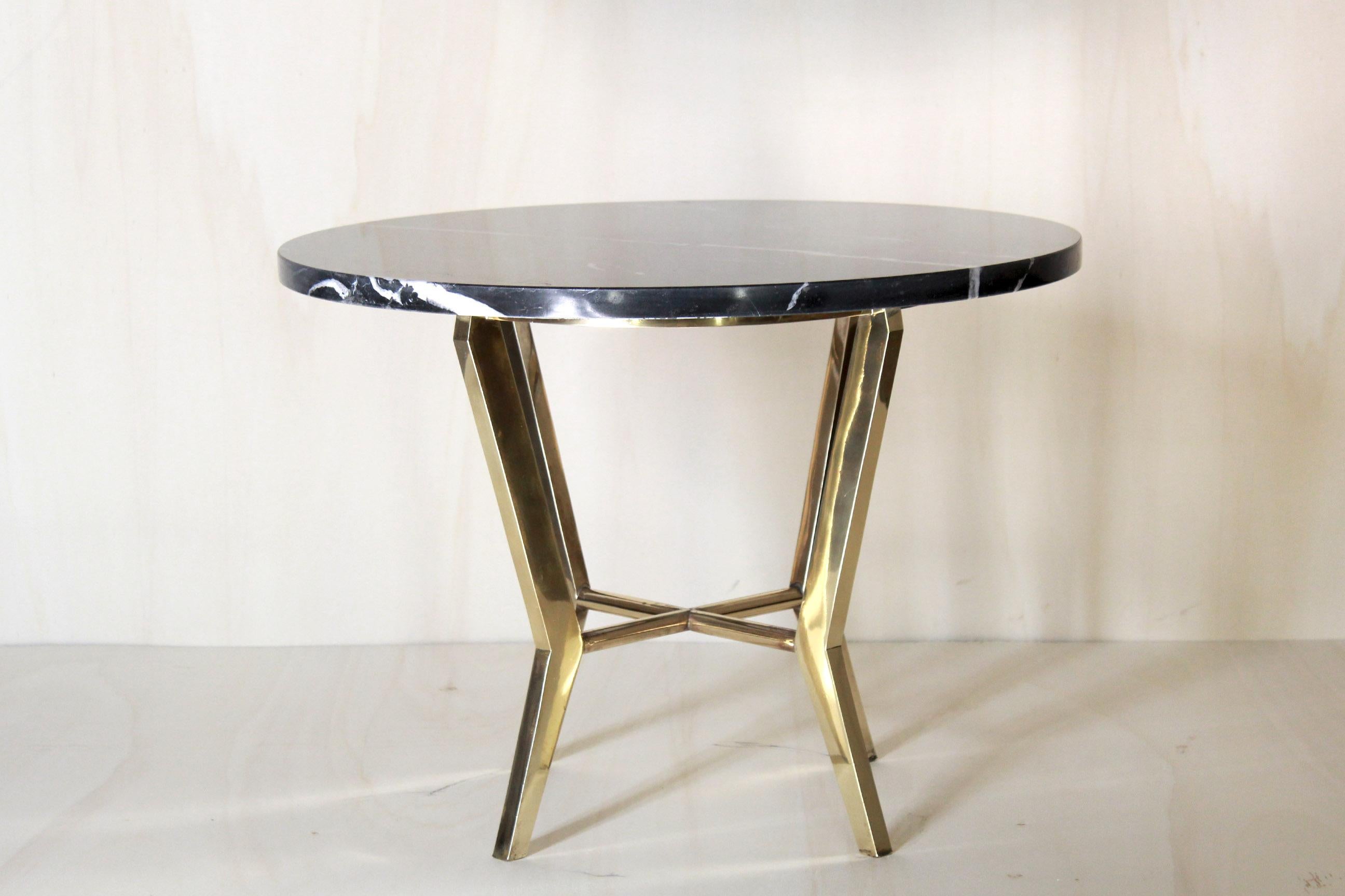 Mid-Century Modern 1970s Vintage Coffee Table with Black Marble Top and Brass Base