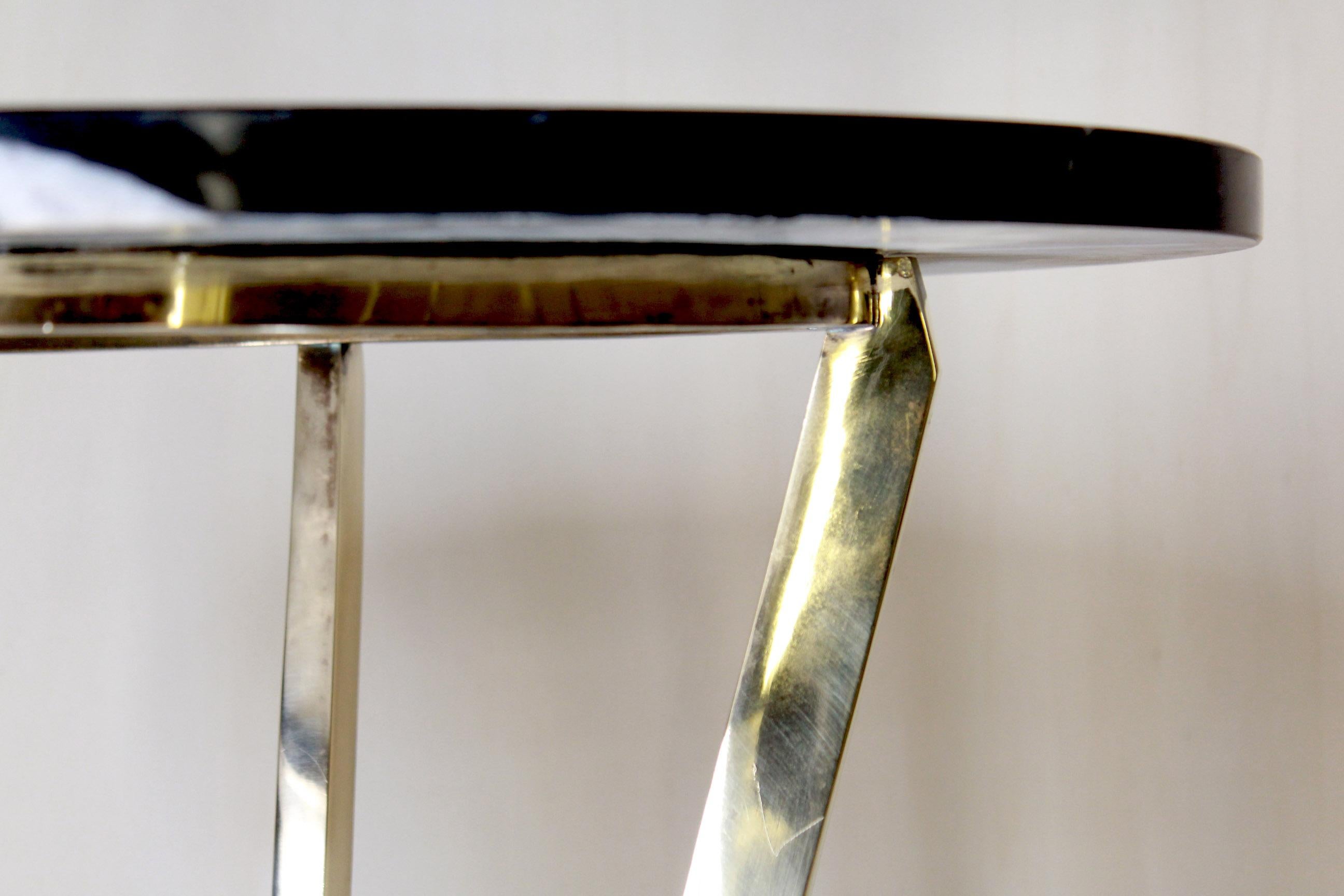 Late 20th Century 1970s Vintage Coffee Table with Black Marble Top and Brass Base