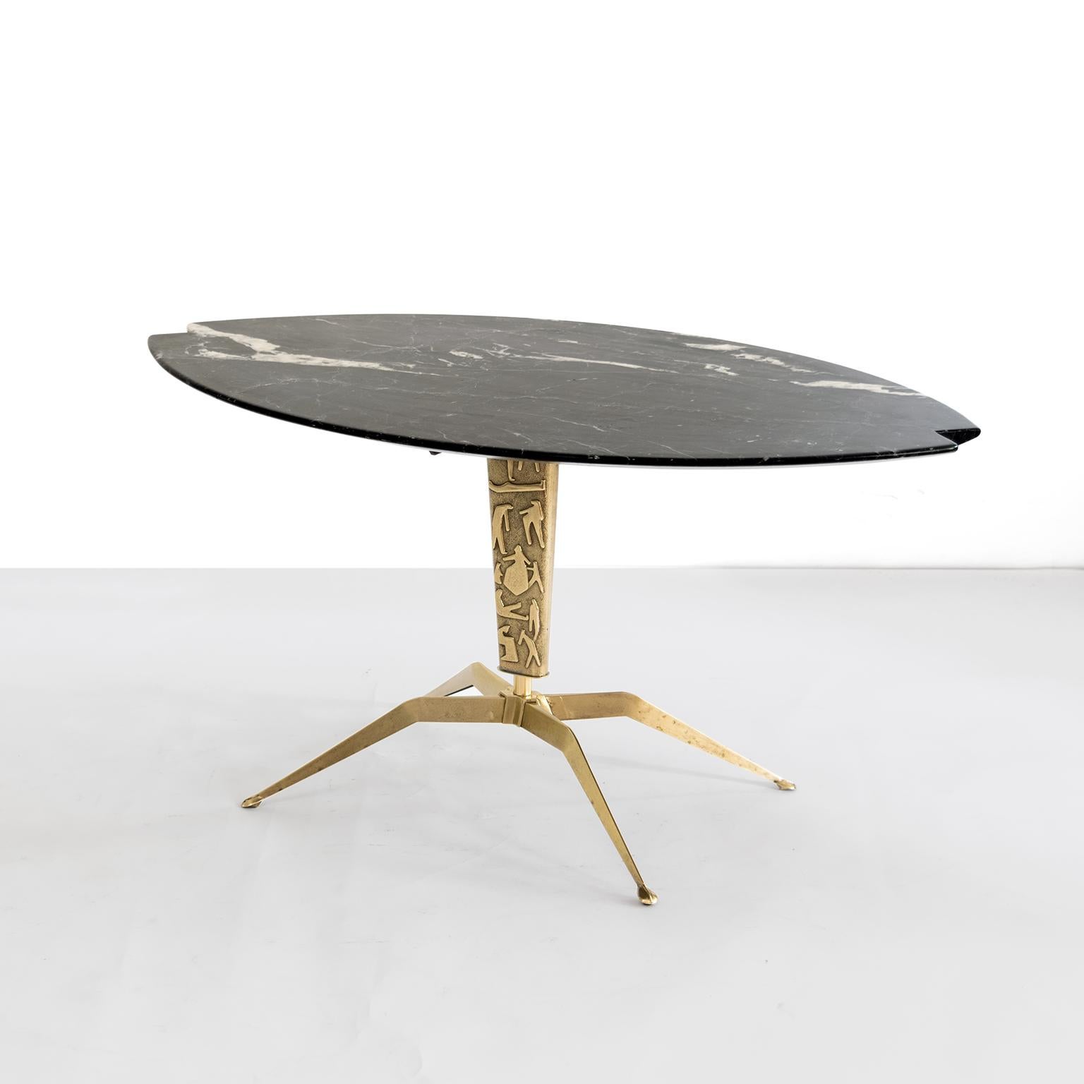 oval black marble coffee table