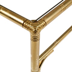 Midcentury Coffee Tables, Faux Bamboo Gilt Metal, Smoked Glass by Maison Bagues